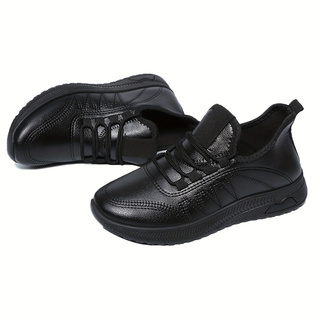 Four Seasons work shoes women's single shoes work without tiredness feet commuting comfortable soft bottom black middle-aged mother women's shoes, material leather leather