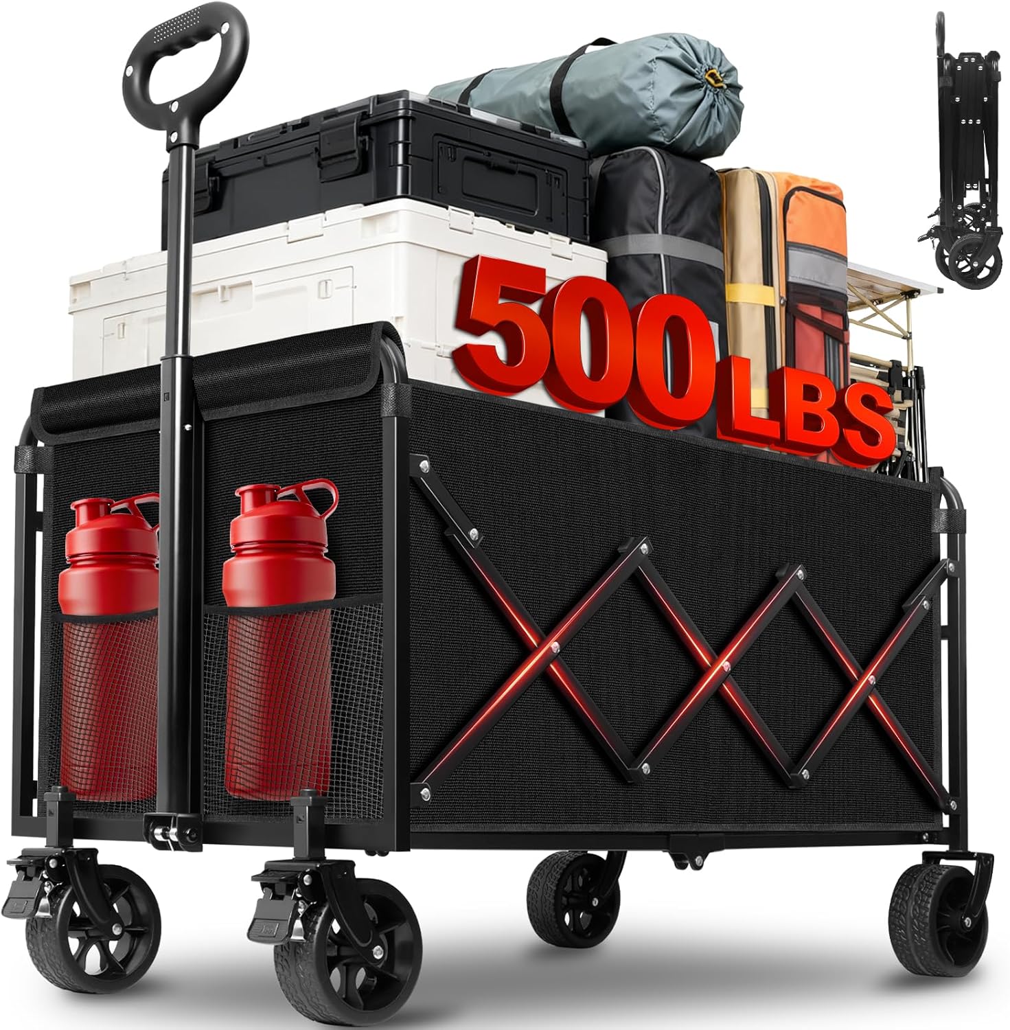 可折叠手推车，500磅承重，带刹车和全地形轮的重型可折叠手推车(需要售卖，请联系官方客服)