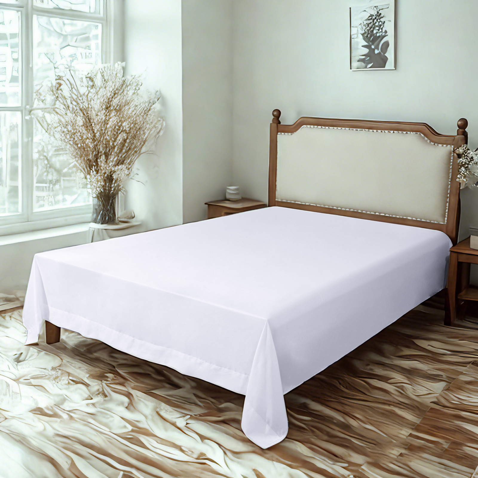 超细纤维床单，超柔软耐用，抗皱、抗褪色、抗污渍床单，白色