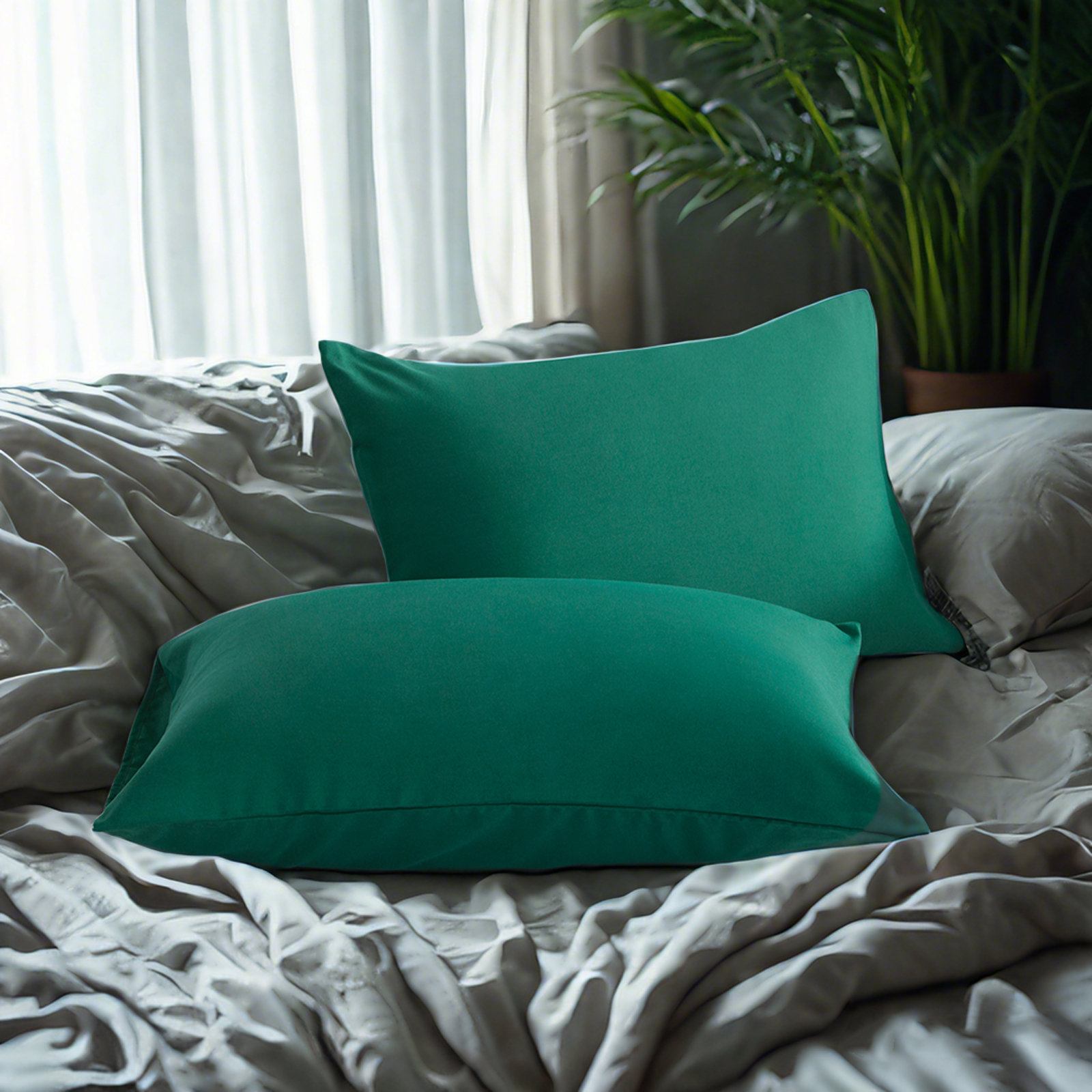 2个超细纤维标准枕套，柔软、防皱、防褪色、防污枕套，信封式封口