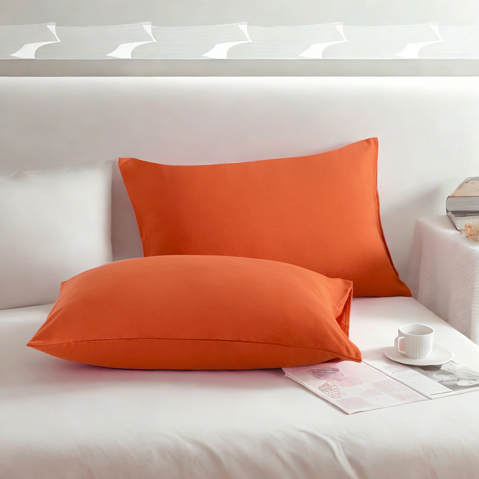 2个超细纤维标准枕套，柔软、防皱、防褪色、防污枕套，信封式封口