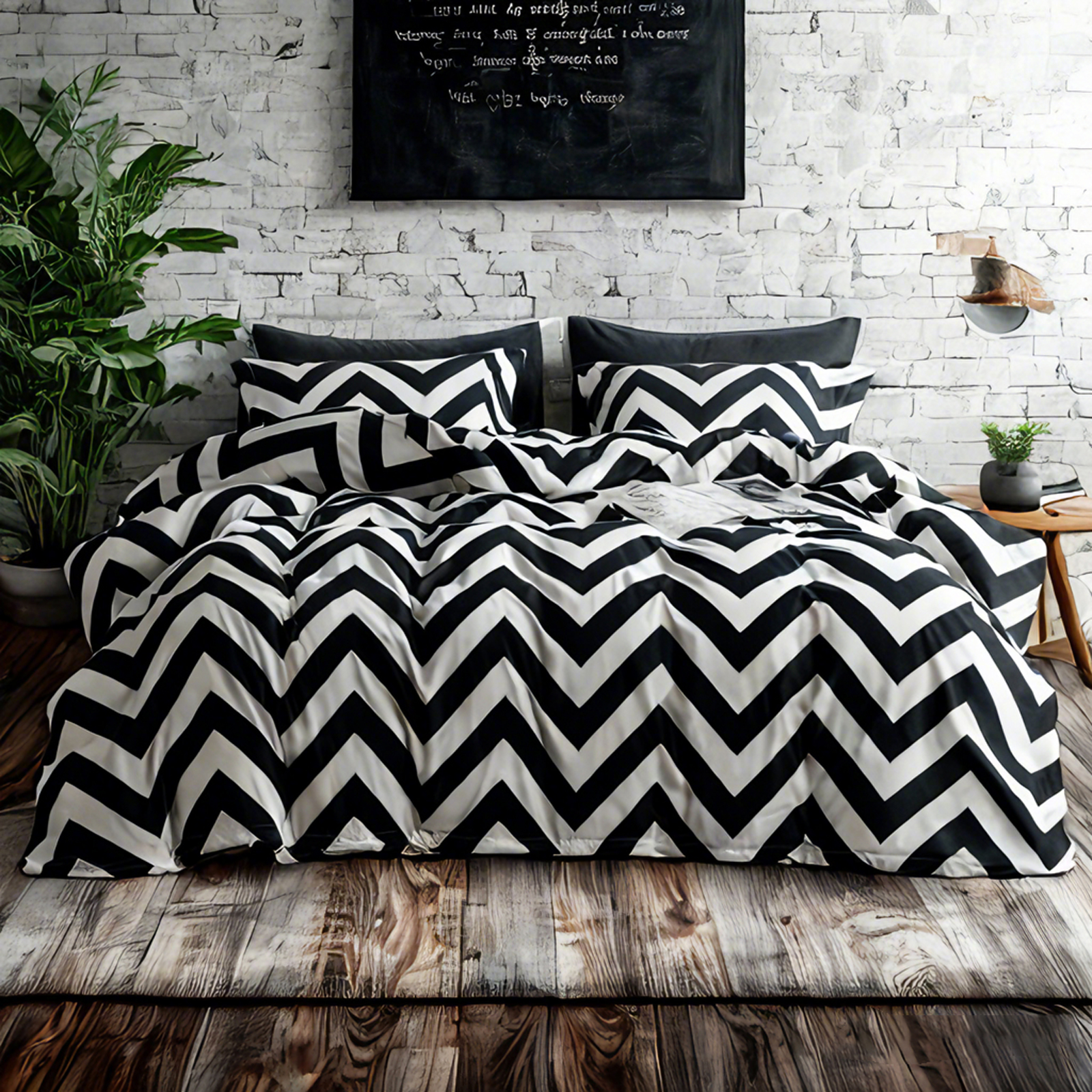 超细纤维床上用品，波浪图案，柔软抗皱，易于打理，黑色