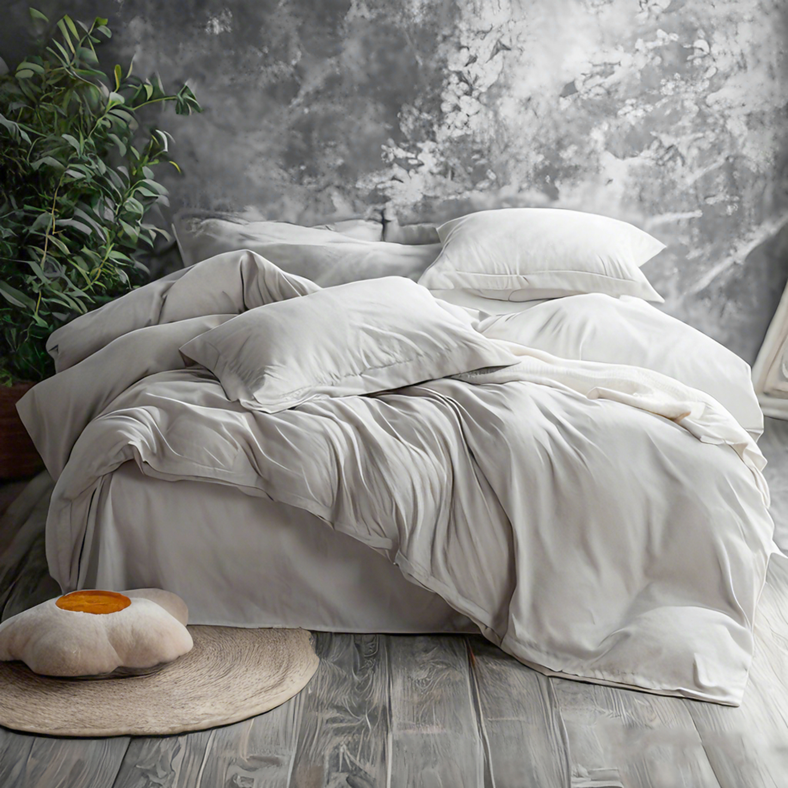 纯色超细纤维床上用品，奢华、柔软、耐用，浅灰色