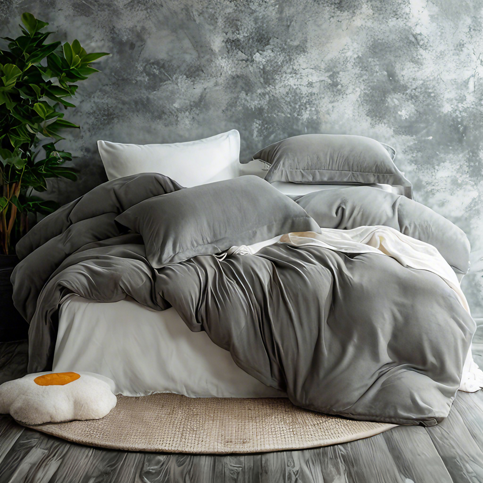 Solid Color Microfiber Bedding Set, Luxuriously, Soft and Durable, Dark Grey