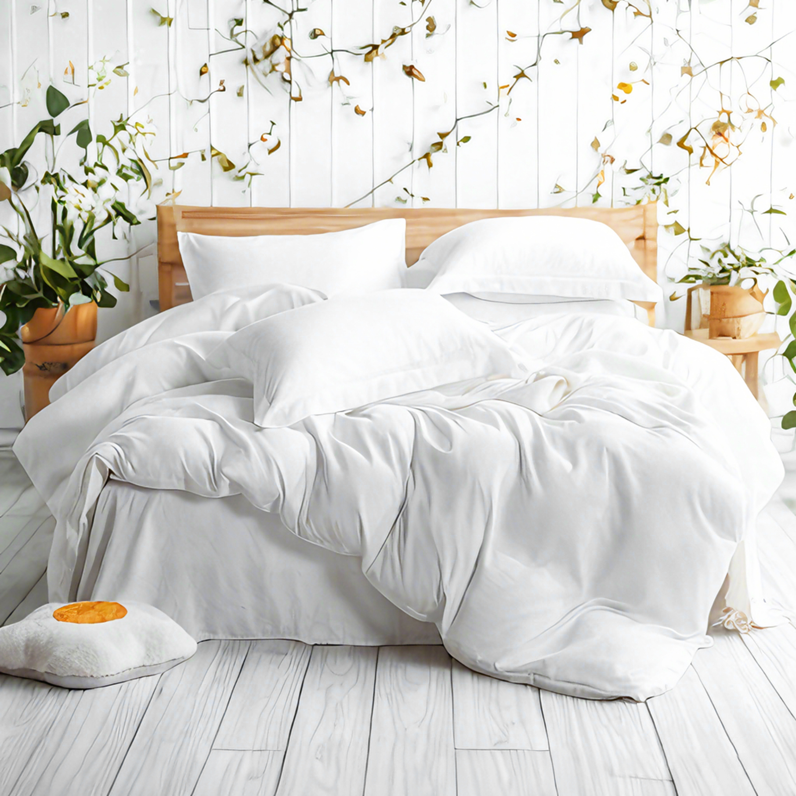 Solid Color Microfiber Bedding Set, Luxuriously, Soft and Durable, White