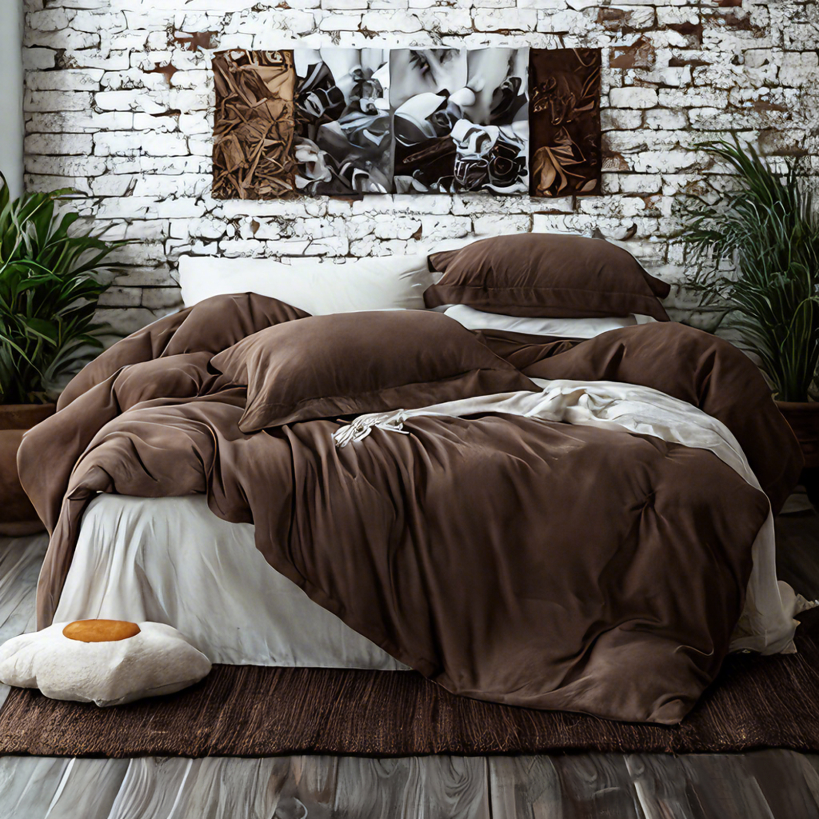 纯色超细纤维床上用品，奢华、柔软、耐用，巧克力