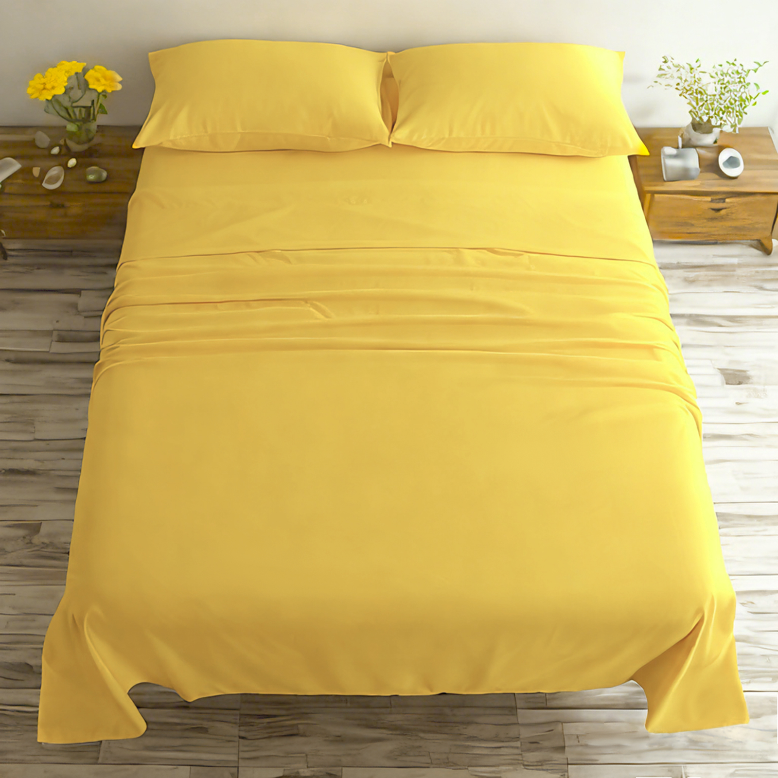 超细纤维床单套件，超柔软耐用，防皱、防褪色、防污，深袋装床单，黄色