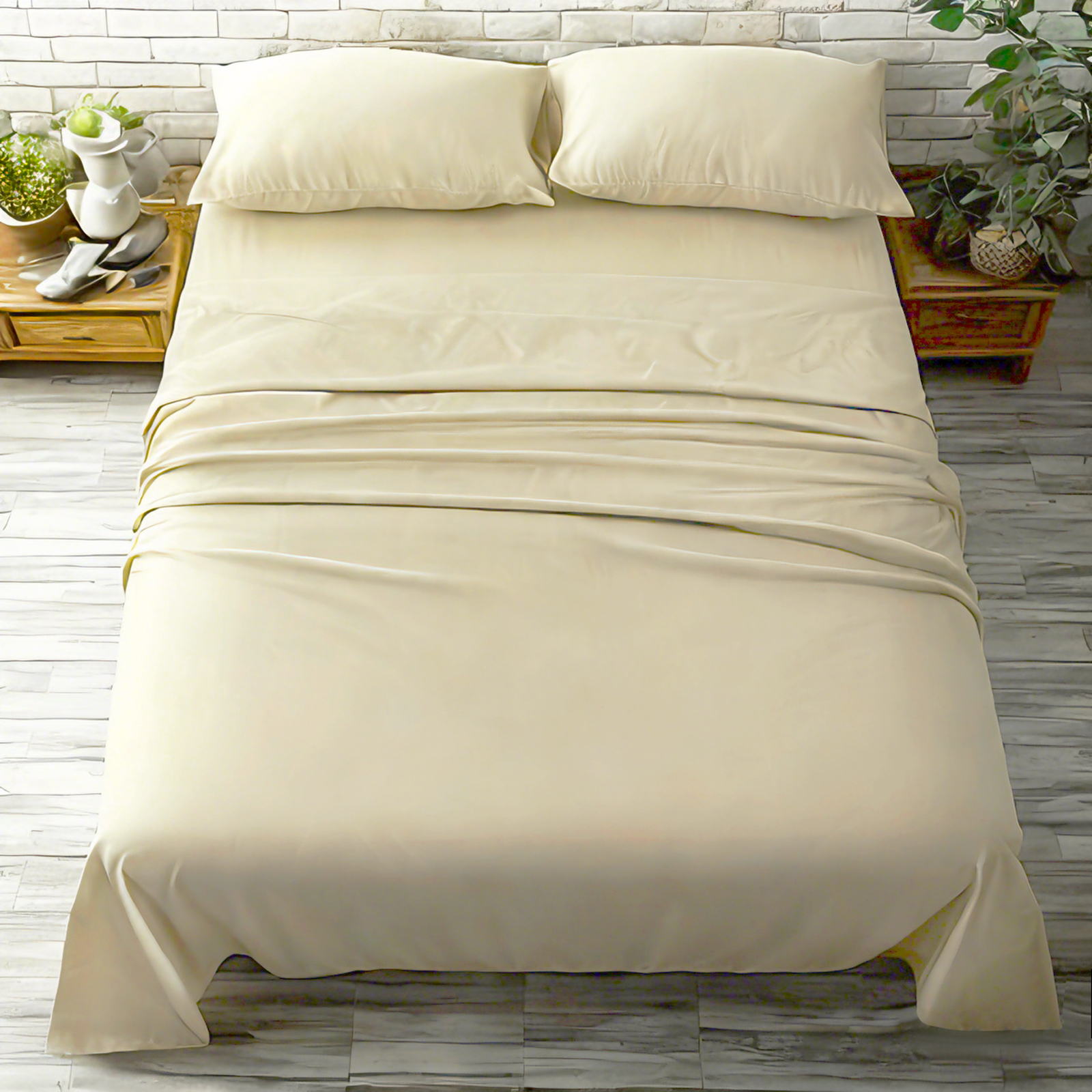 Microfiber Bed Sheet Set, Ultra-Soft and Durable, Wrinkle, Fade, Stain Resistant, Deep Pocket Fitted Sheet, Khaki
