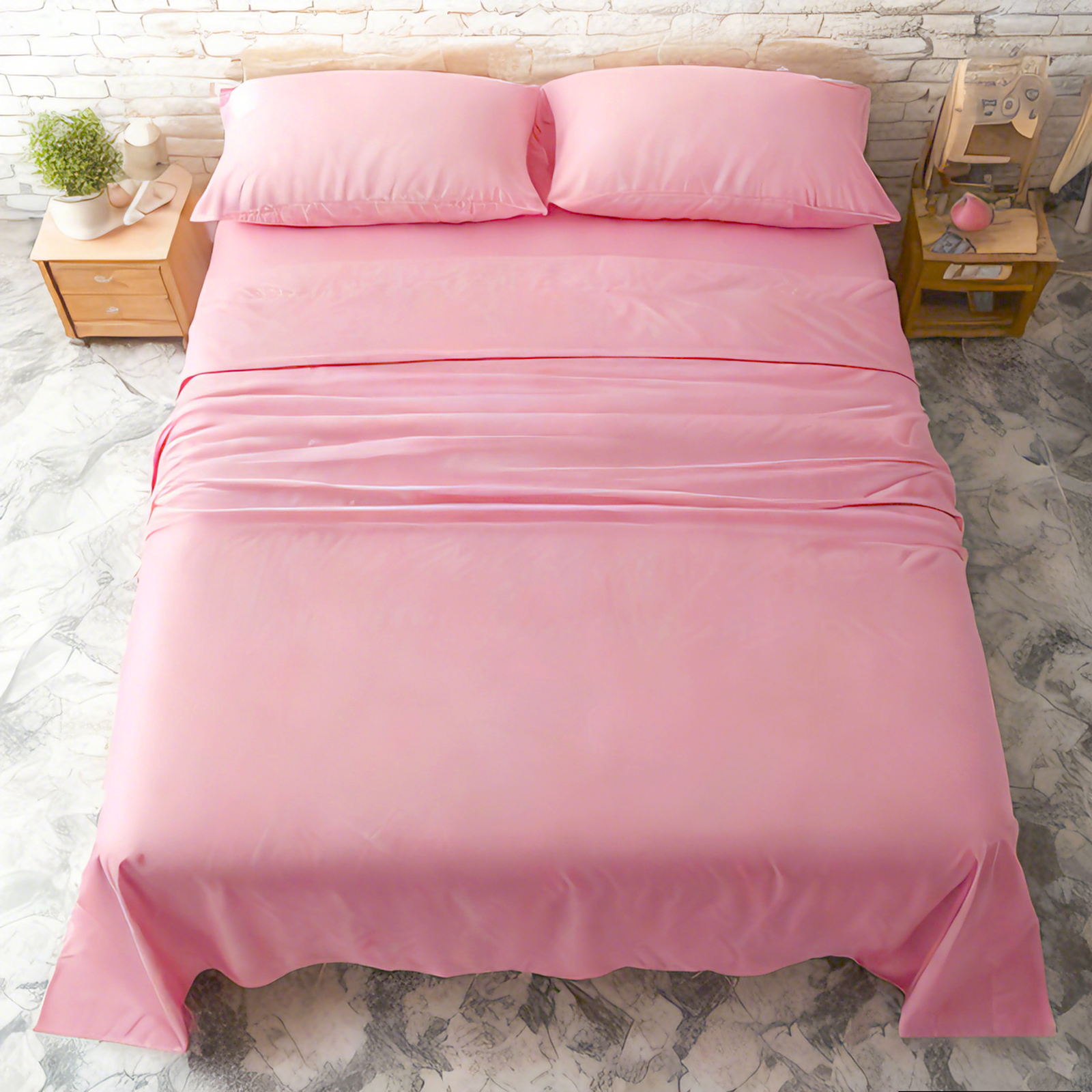 超细纤维床单套件，超柔软耐用，防皱、防褪色、防污，深袋装床单，粉色