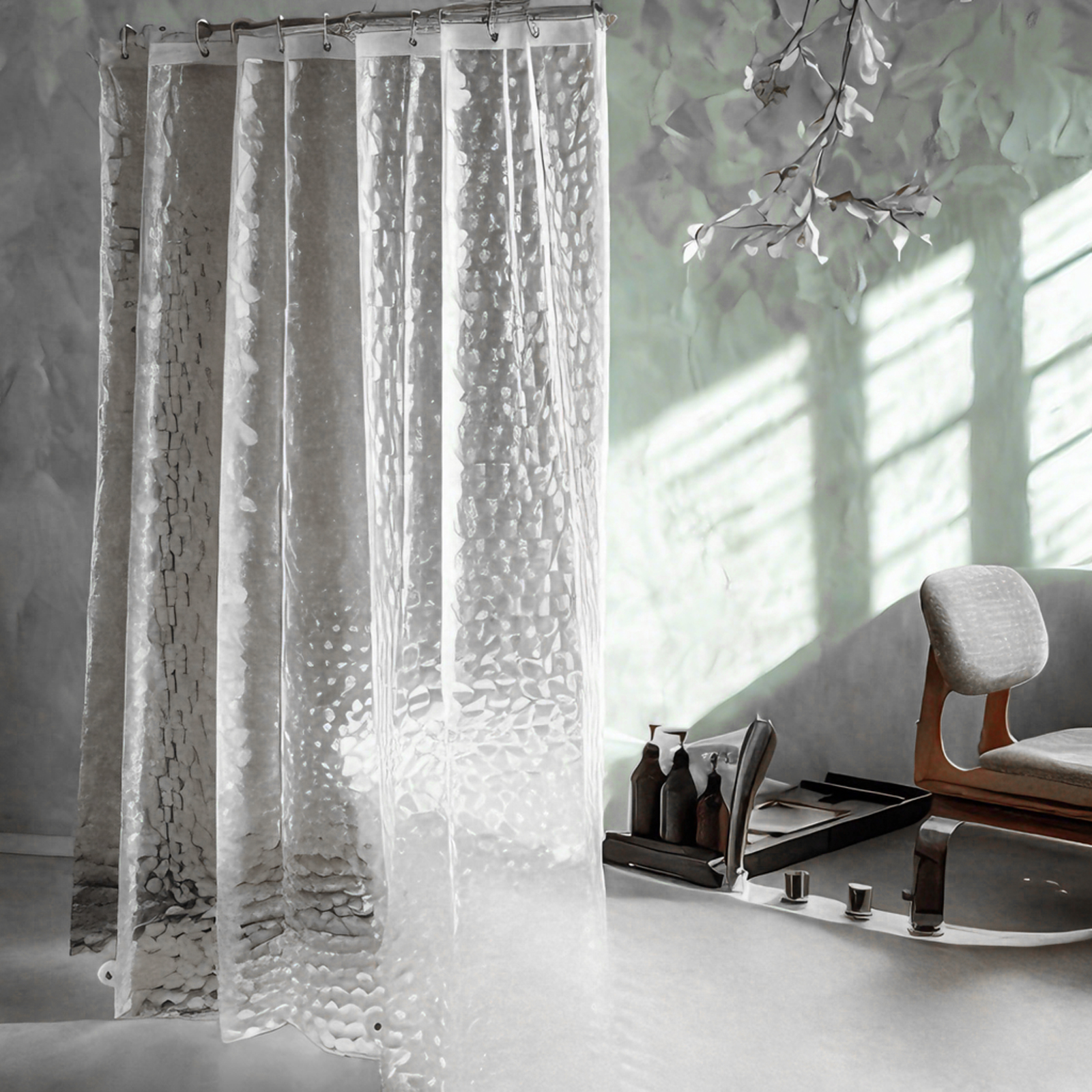 EVA 浴帘，带磁铁的防水内衬，浴室的理想之选