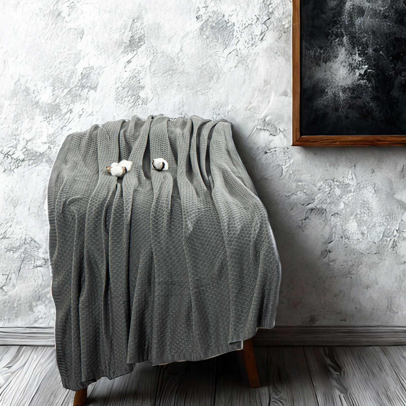 透气凉爽针织毯，竹纤维人造丝，柔软床毯