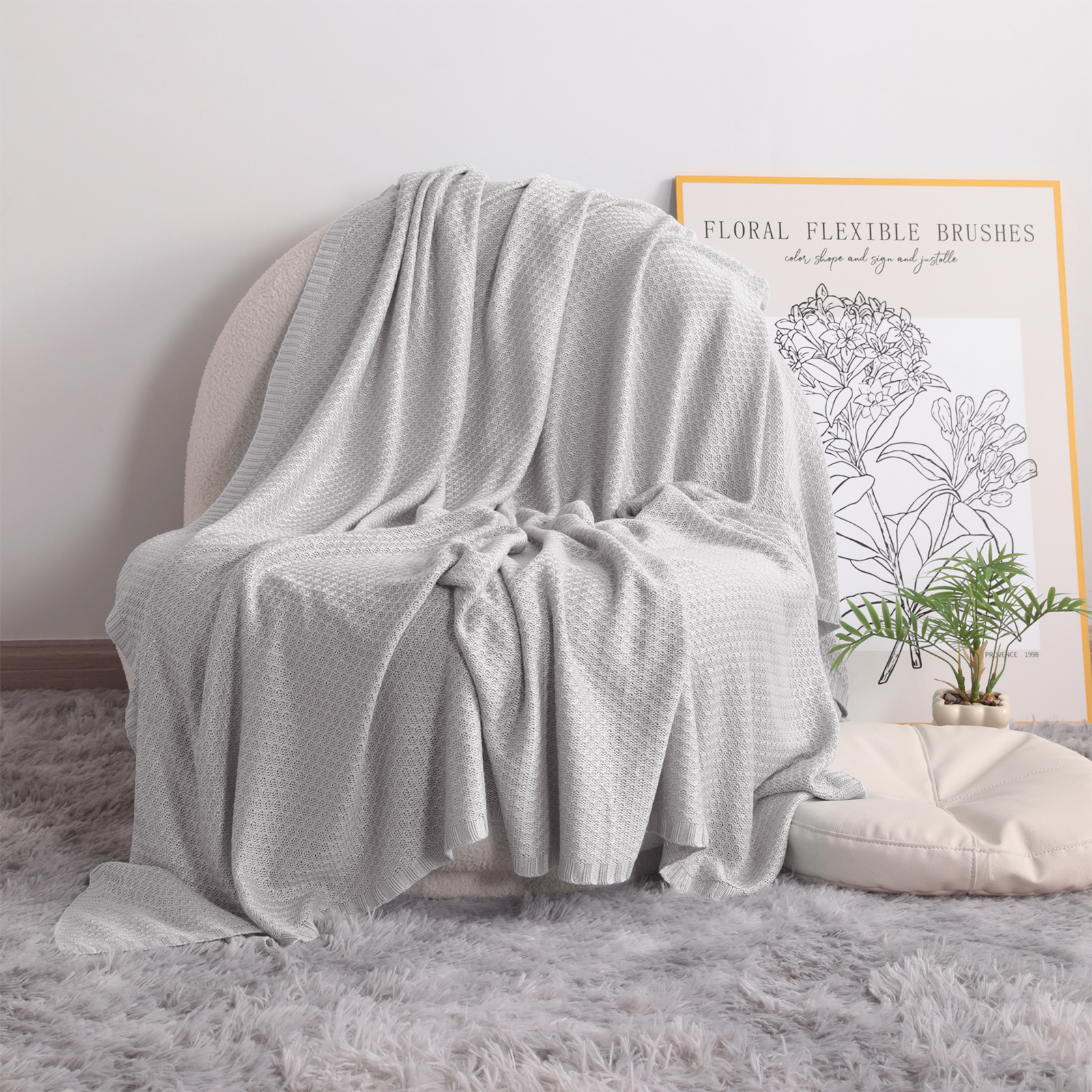 Breathable Cooling Cable Knit Blanket, Rayon Derived from Bamboo, Soft Bed Blanket