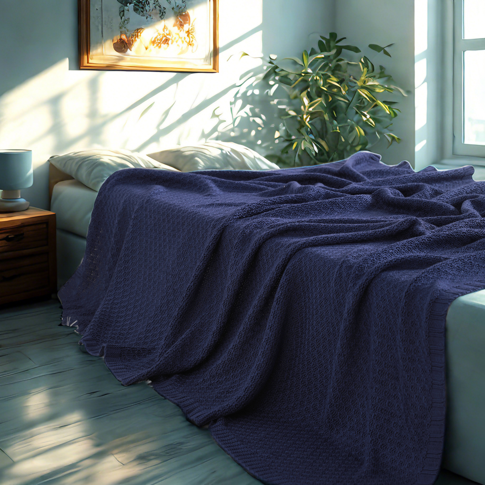 Breathable Cooling Cable Knit Blanket, Rayon Derived from Bamboo, Soft Bed Blanket
