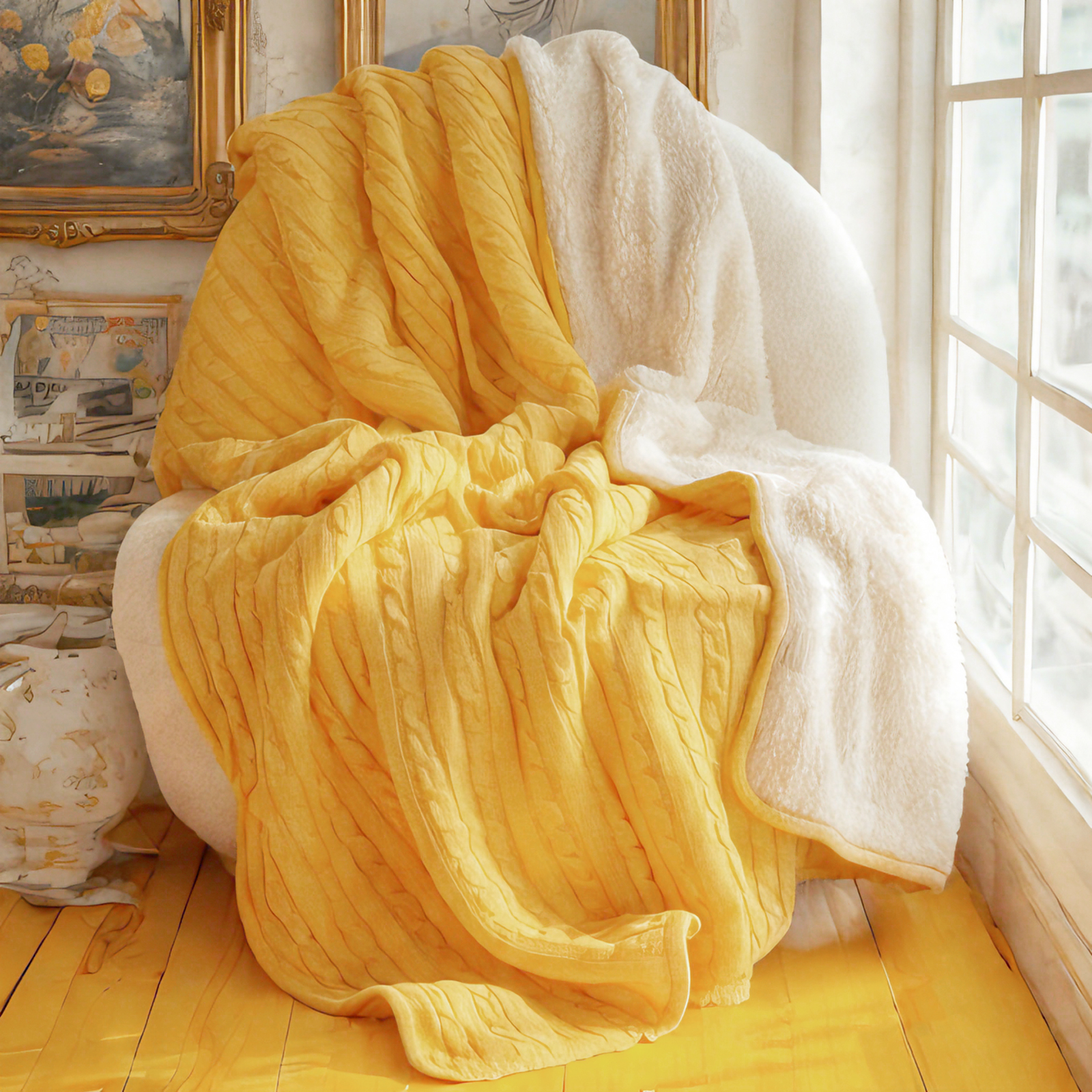 超舒适纯棉针织夏尔巴毯，适用于沙发、床、沙发、椅子，柔软保暖的针织毯 - 可机洗，家居装饰品