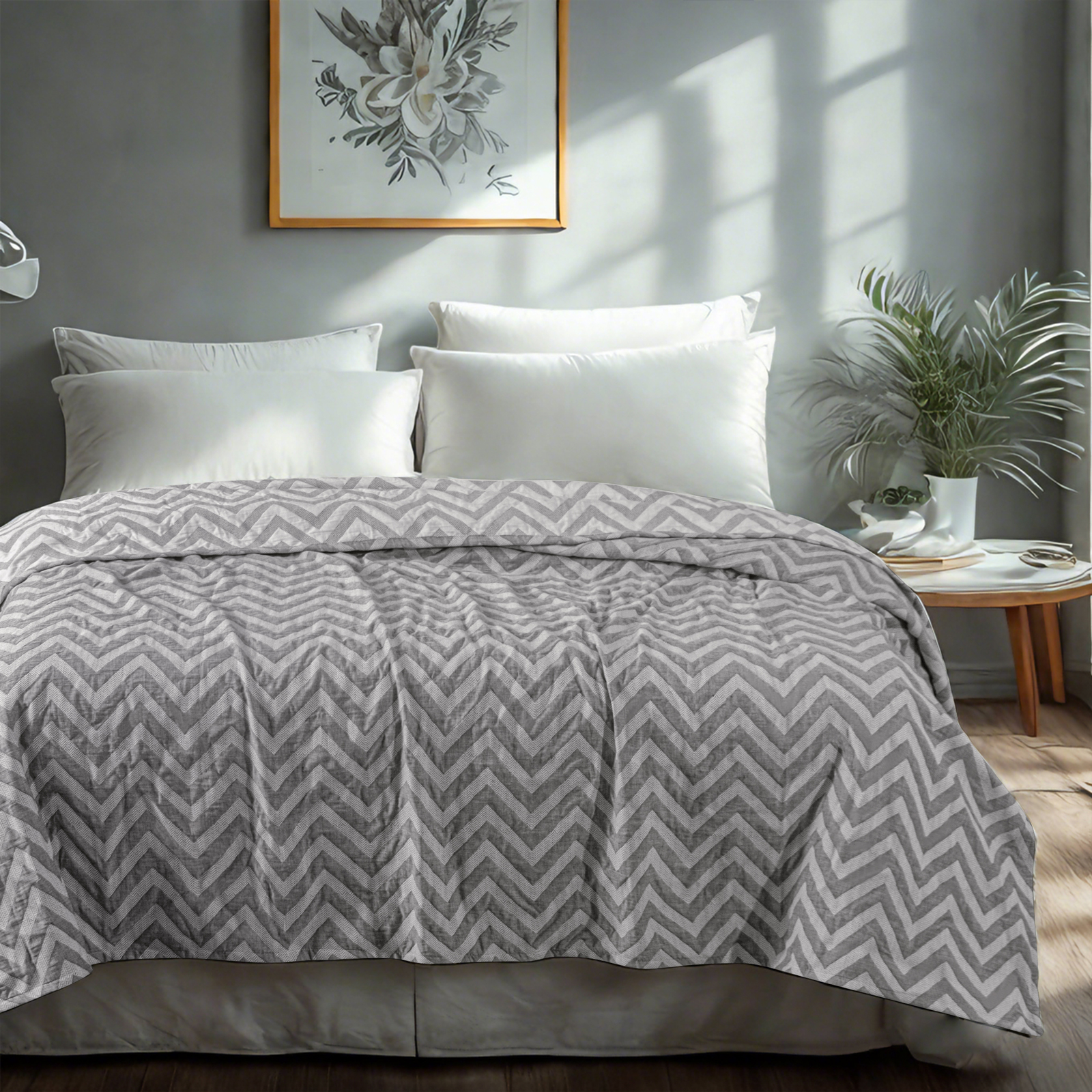 3 层纯棉薄纱床毯，柔软透气，成人用双层被，适用于四季沙发