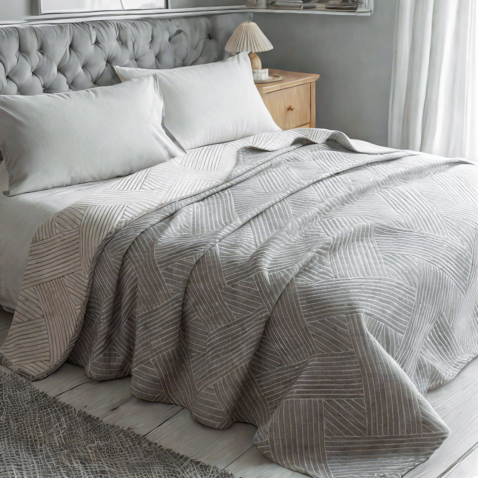 3 层纯棉薄纱床毯，柔软透气，成人用双层被，适用于四季沙发