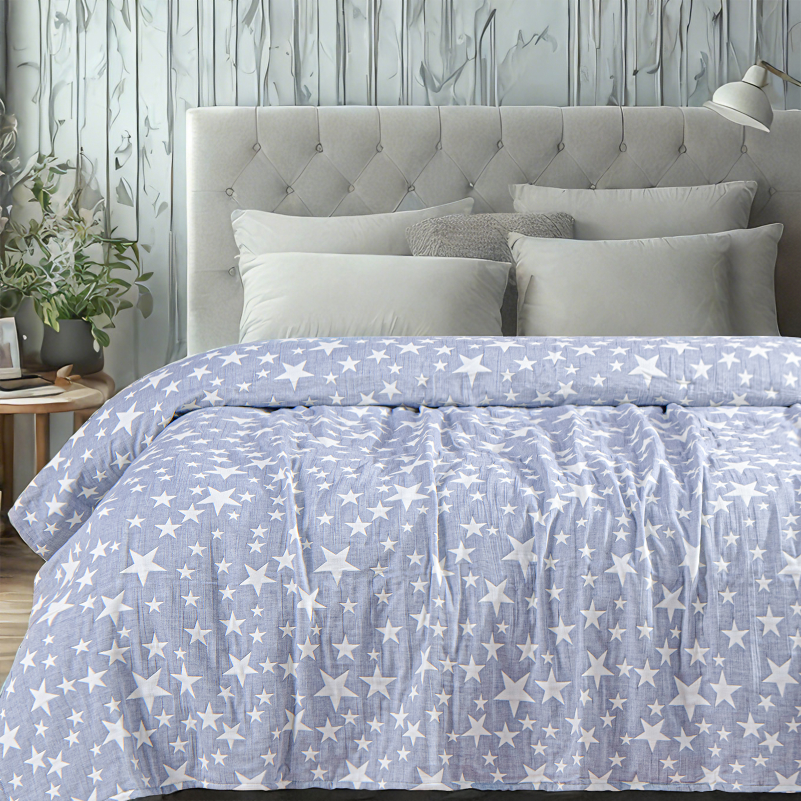 3 层纯棉薄纱床毯，柔软透气，成人用双层被，适用于四季沙发