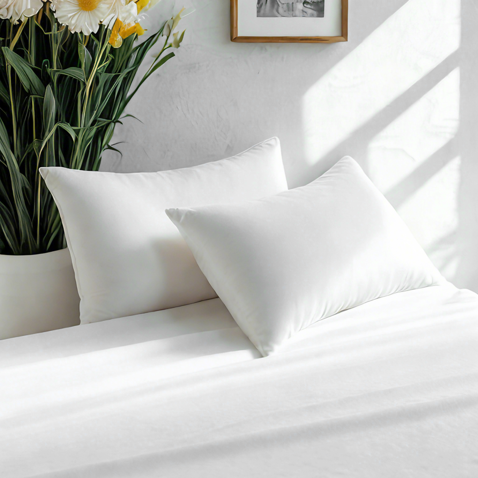 2 Pack Down Alternative Pillows, Soft and Supportive, Machine Washable, Perfect for Back, Stomach, or Side Sleepers