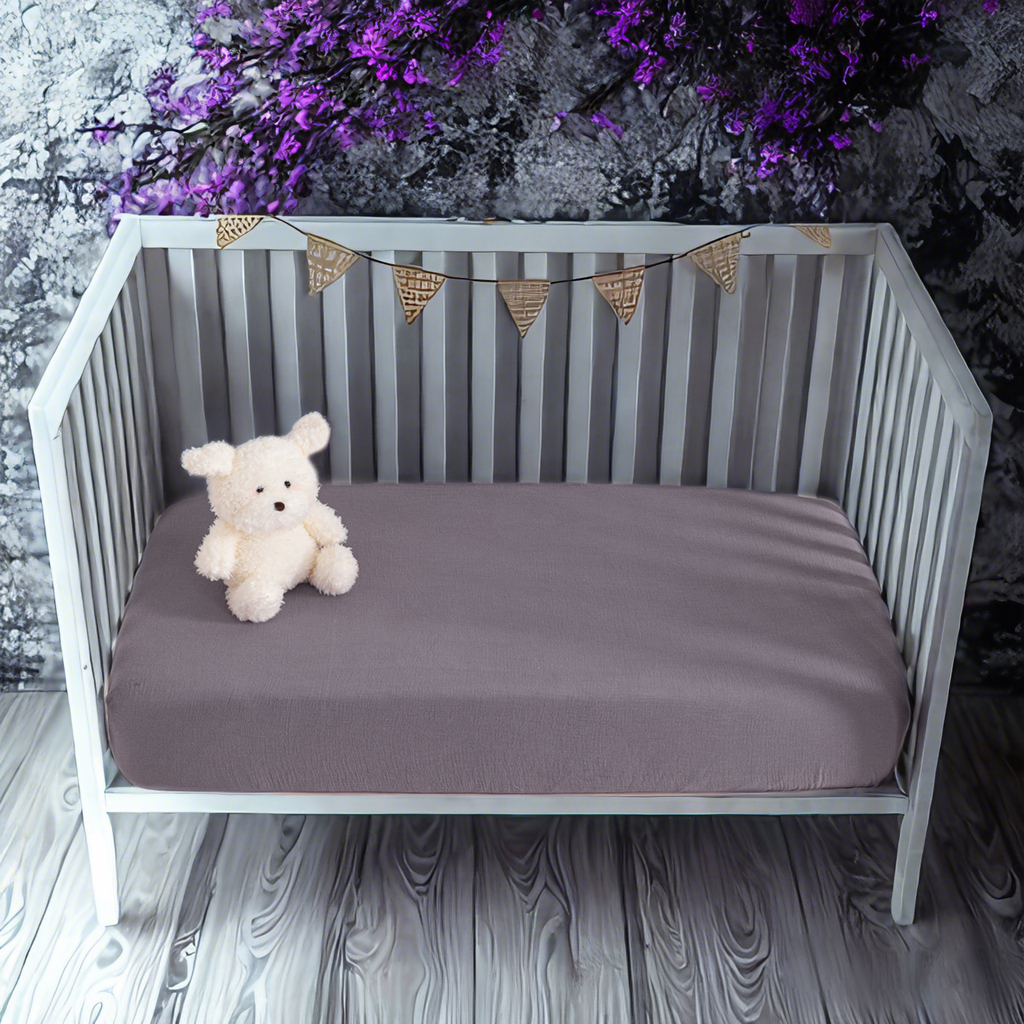 棉质婴儿床床笠，2 片装柔软透气双层婴儿床床笠，适用于婴儿床和幼儿床垫