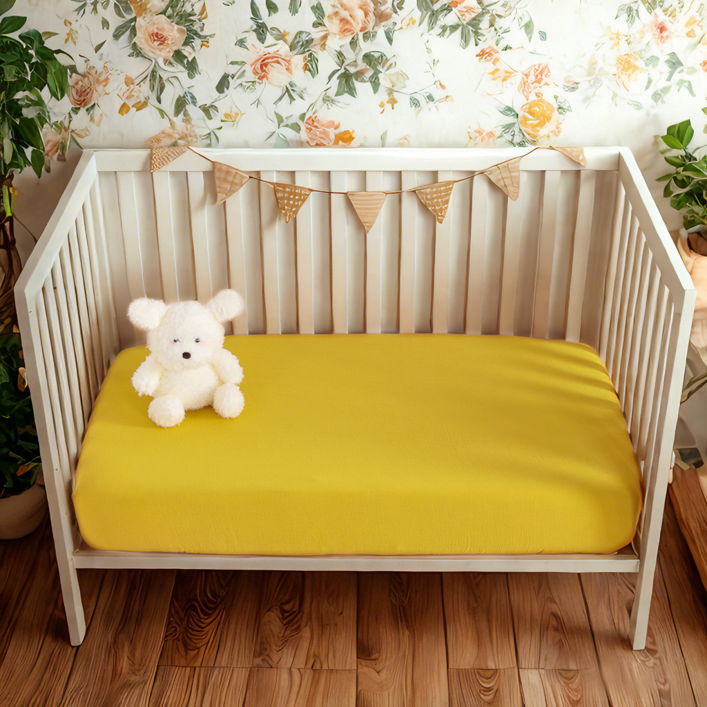 棉质婴儿床床笠，2 片装柔软透气双层婴儿床床笠，适用于婴儿床和幼儿床垫