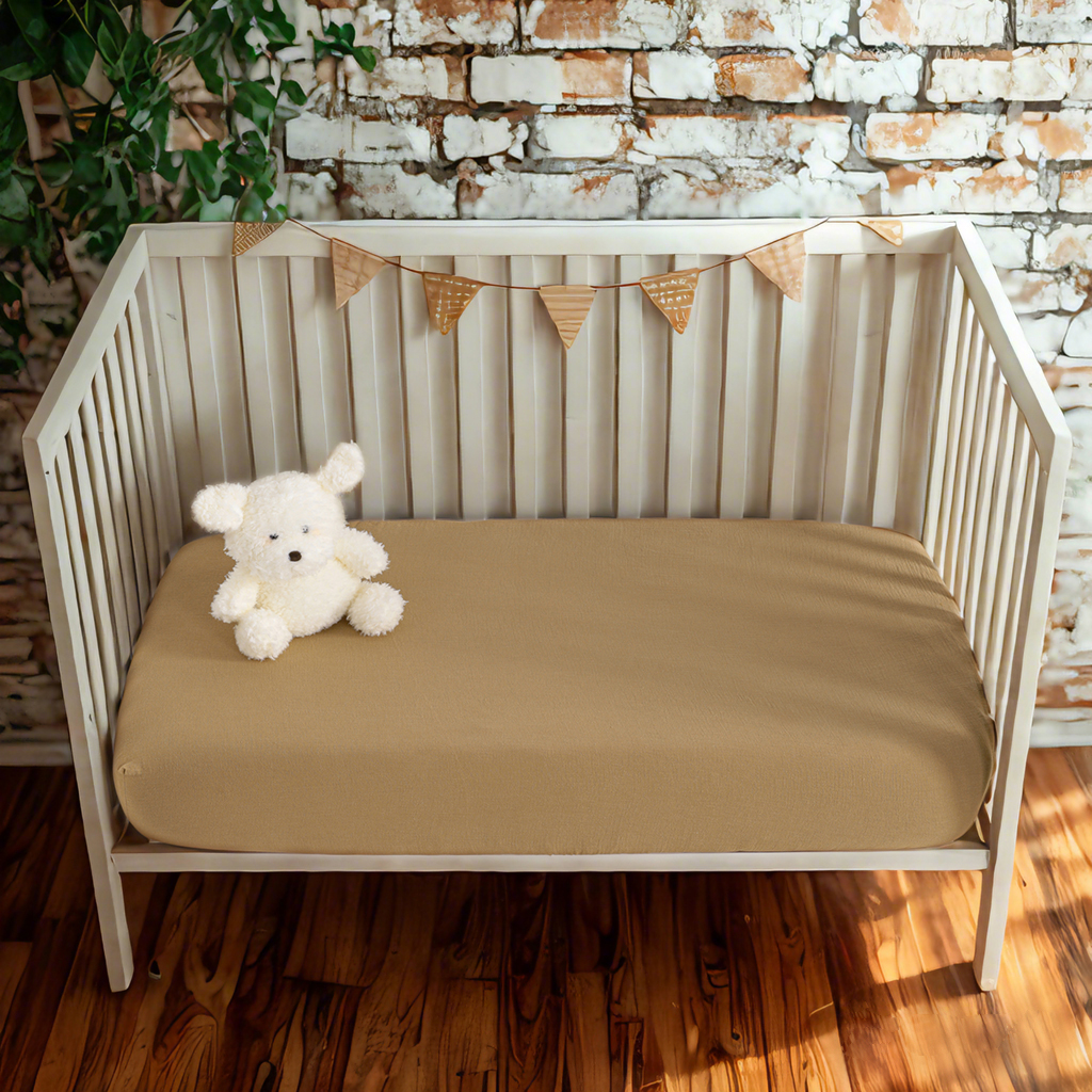 Muslin Cotton Crib Sheets, 2 Pack Soft and Breathable Double-Layer Crib Sheets for Cribs & Toddler Mattresses