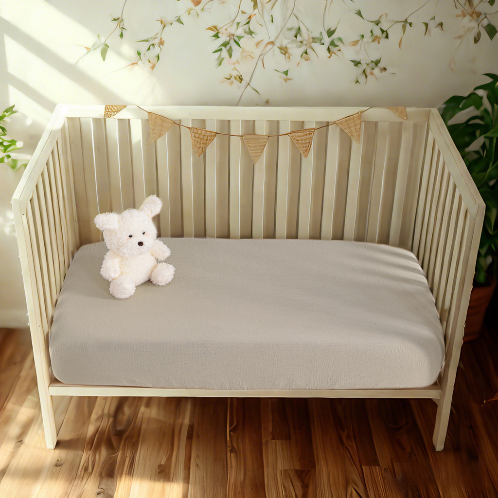 Muslin Cotton Crib Sheets, 2 Pack Soft and Breathable Double-Layer Crib Sheets for Cribs & Toddler Mattresses