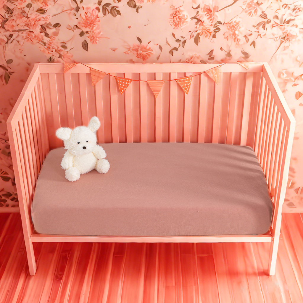 棉质婴儿床床笠，2 片装柔软透气双层婴儿床床笠，适用于婴儿床和幼儿床垫