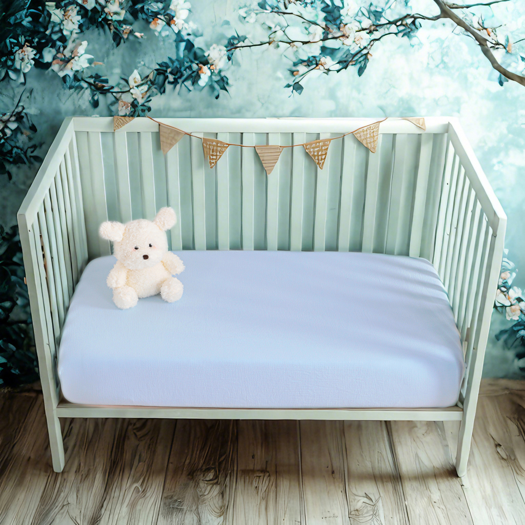 棉质婴儿床床笠，2 片装柔软透气双层婴儿床床笠，适用于婴儿床和幼儿床垫