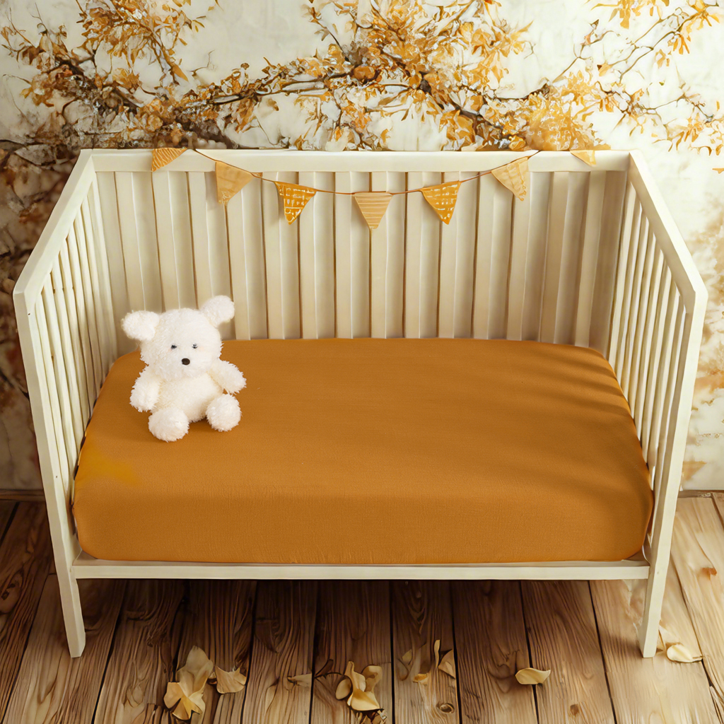 棉质婴儿床床笠，2 片装柔软透气双层婴儿床床笠，适用于婴儿床和幼儿床垫