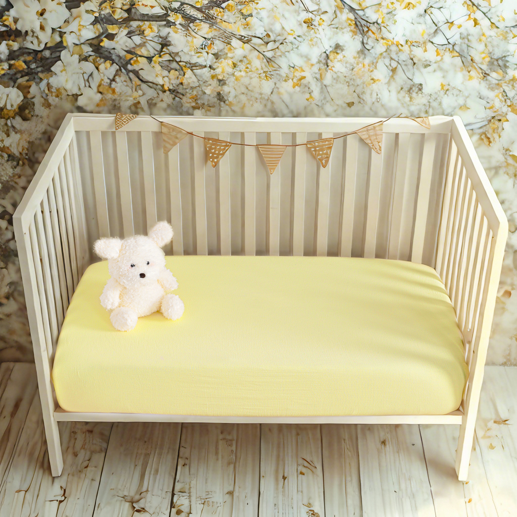 棉质婴儿床床笠，2 片装柔软透气双层婴儿床床笠，适用于婴儿床和幼儿床垫