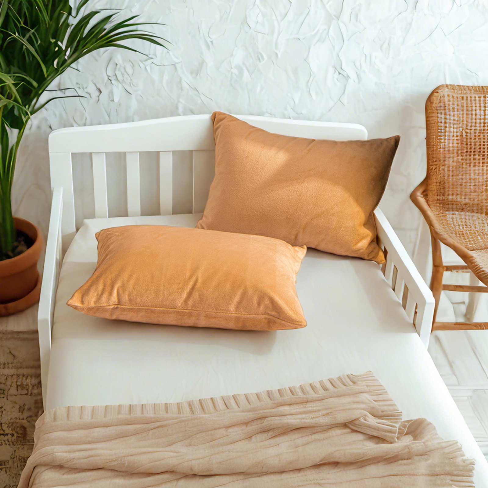 2个天鹅绒幼儿枕套，奢华柔软、舒适的婴儿枕套，带拉链