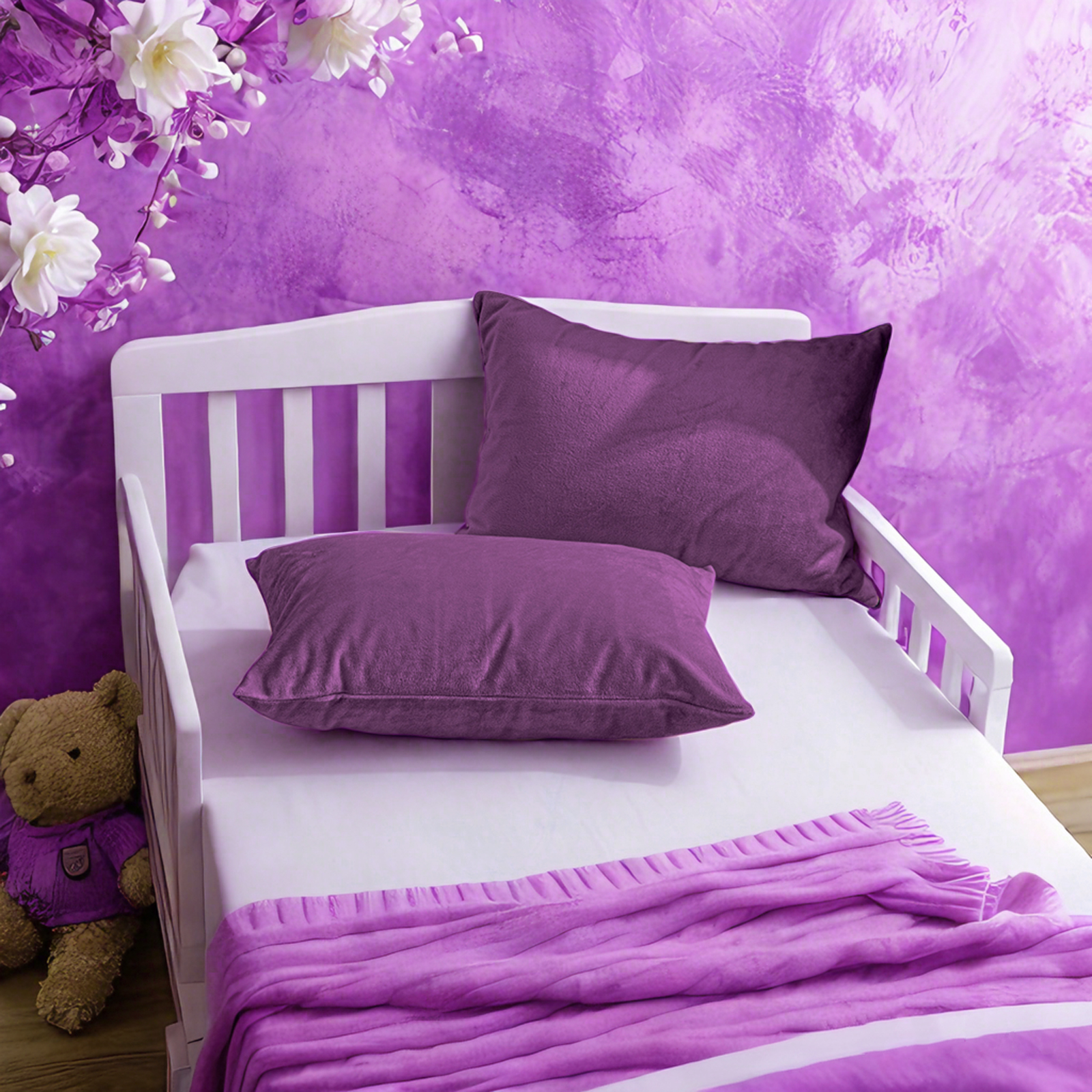 2个天鹅绒幼儿枕套，奢华柔软、舒适的婴儿枕套，带拉链