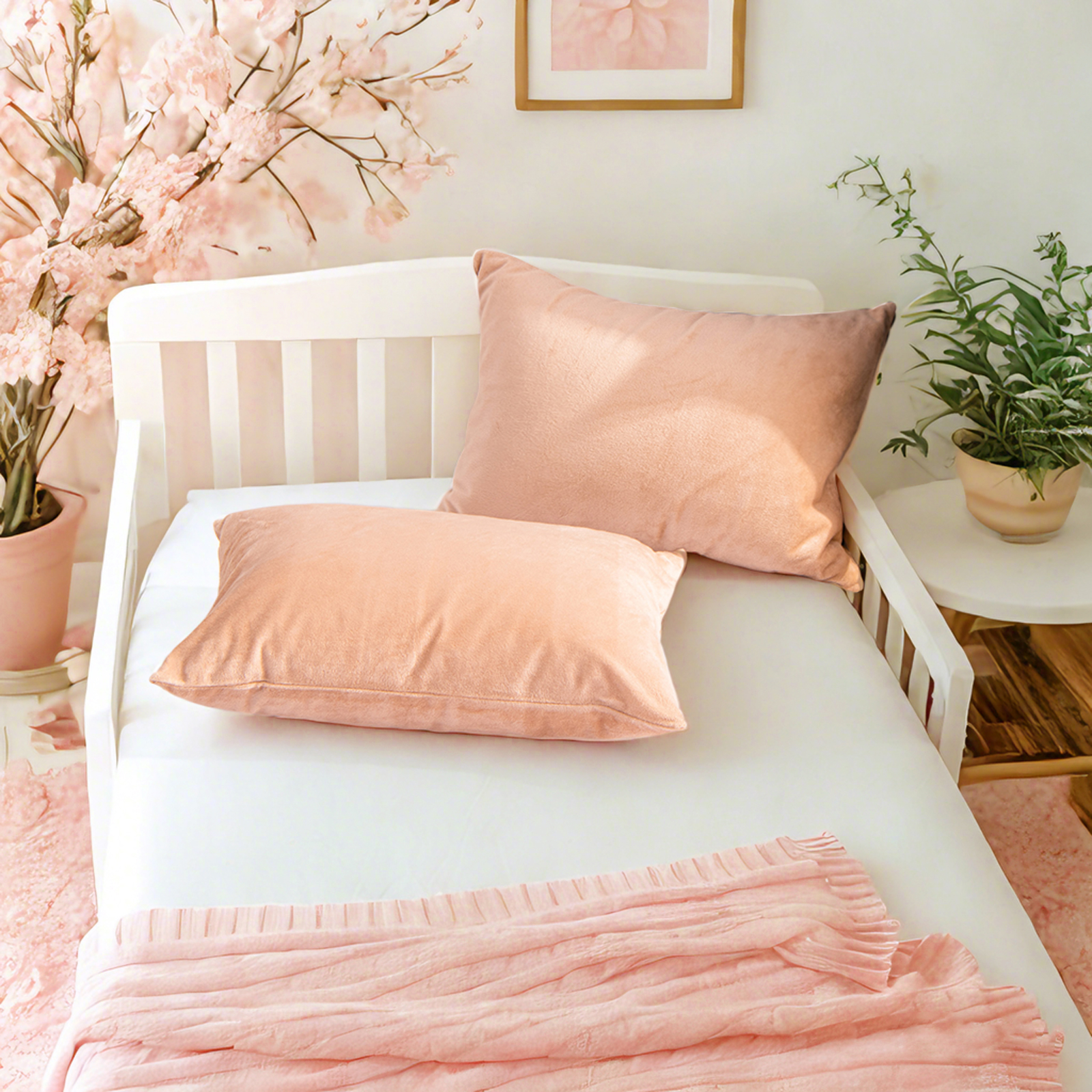 2个天鹅绒幼儿枕套，奢华柔软、舒适的婴儿枕套，带拉链