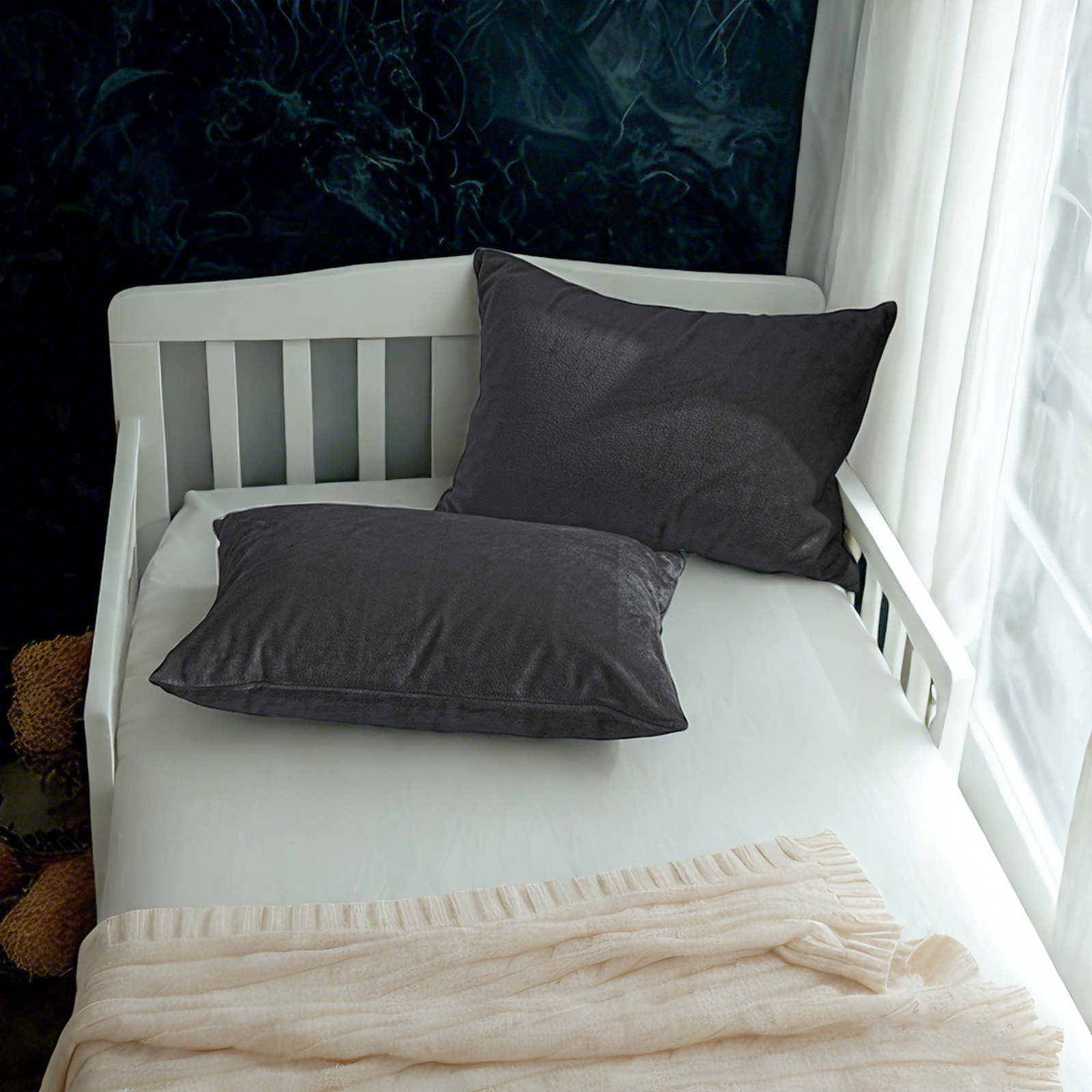 2个天鹅绒幼儿枕套，奢华柔软、舒适的婴儿枕套，带拉链