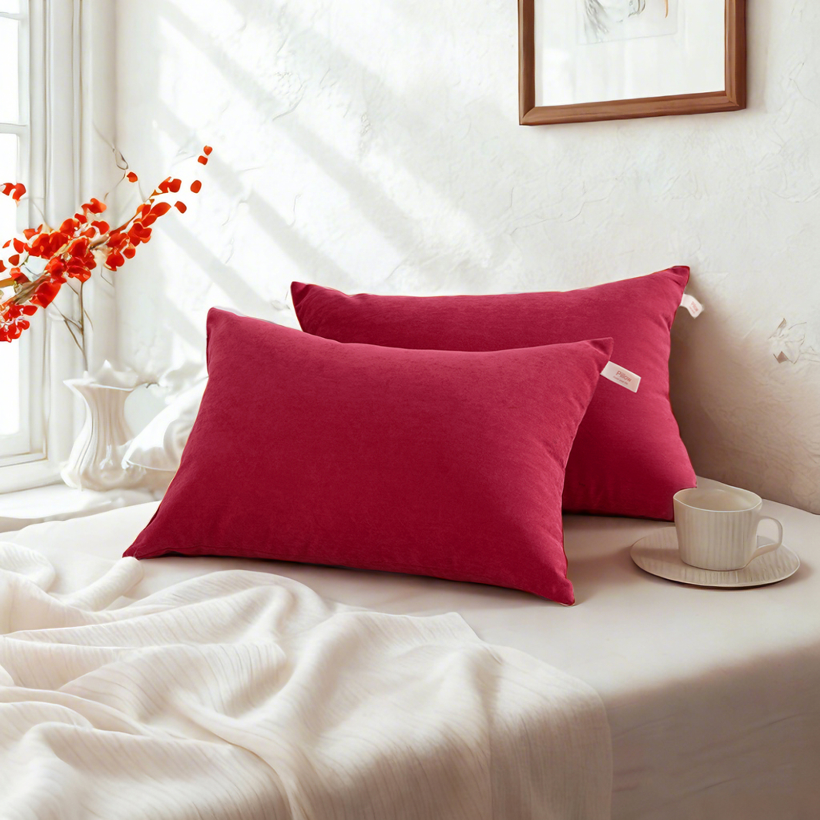 2个羽绒替代品幼儿枕头，柔软且可机洗的旅行小枕头，婴儿床的理想选择