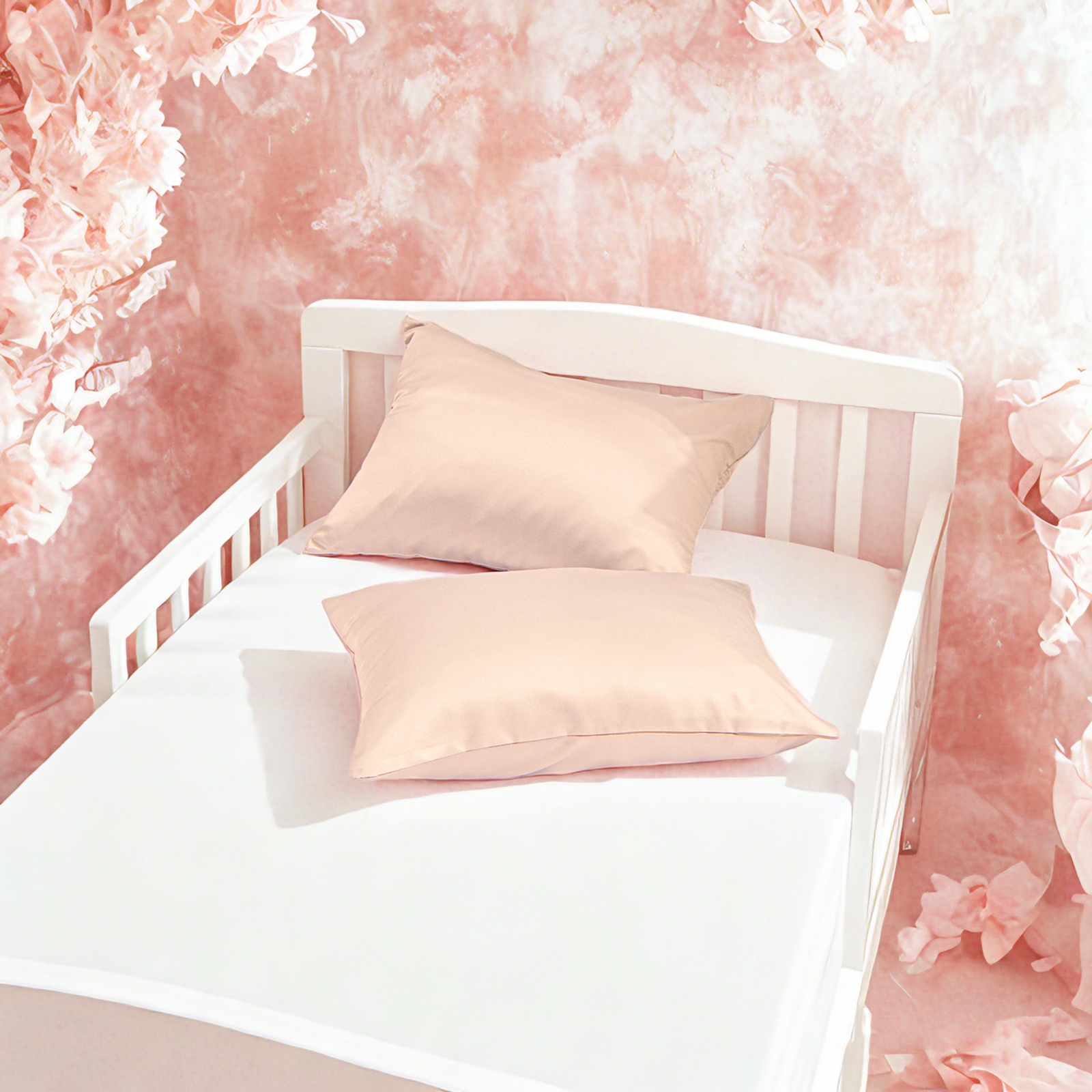 2个豪华如丝绸般色丁幼儿枕套，柔软平滑的婴儿枕套，带隐藏式拉链