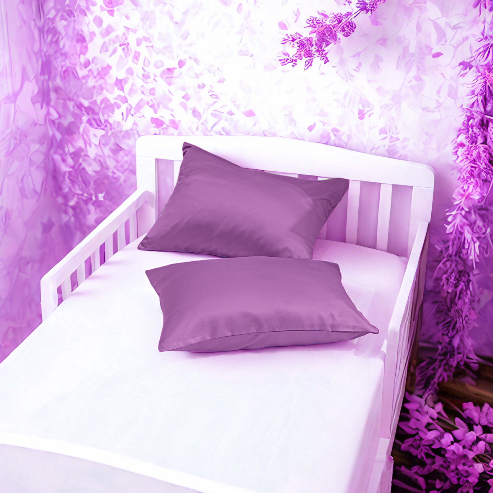 Two Luxury Silky Satin Toddler Pillowcases, Soft and Smooth Baby Pillocases with Hidden Zipper