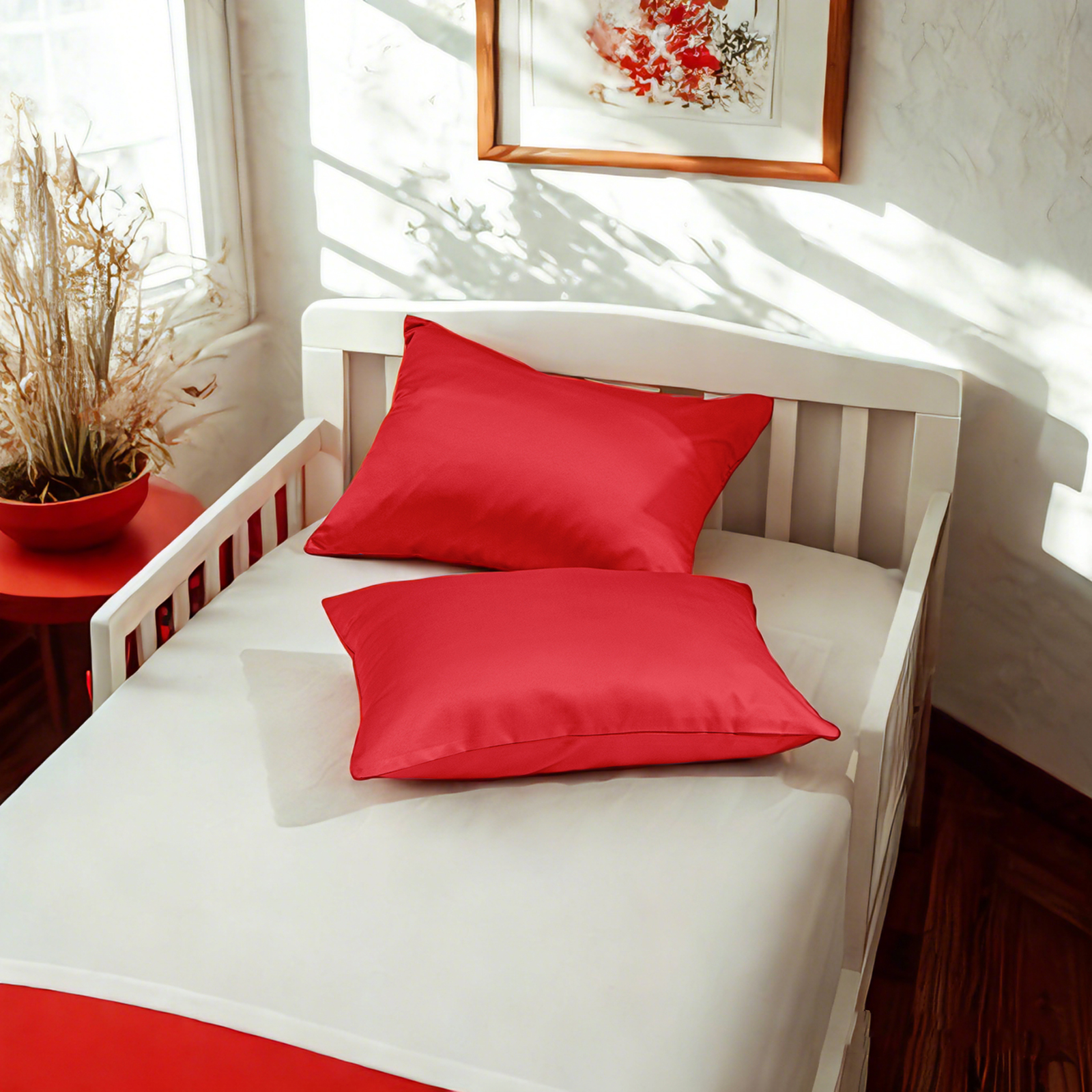 2个豪华如丝绸般色丁幼儿枕套，柔软平滑的婴儿枕套，带隐藏式拉链