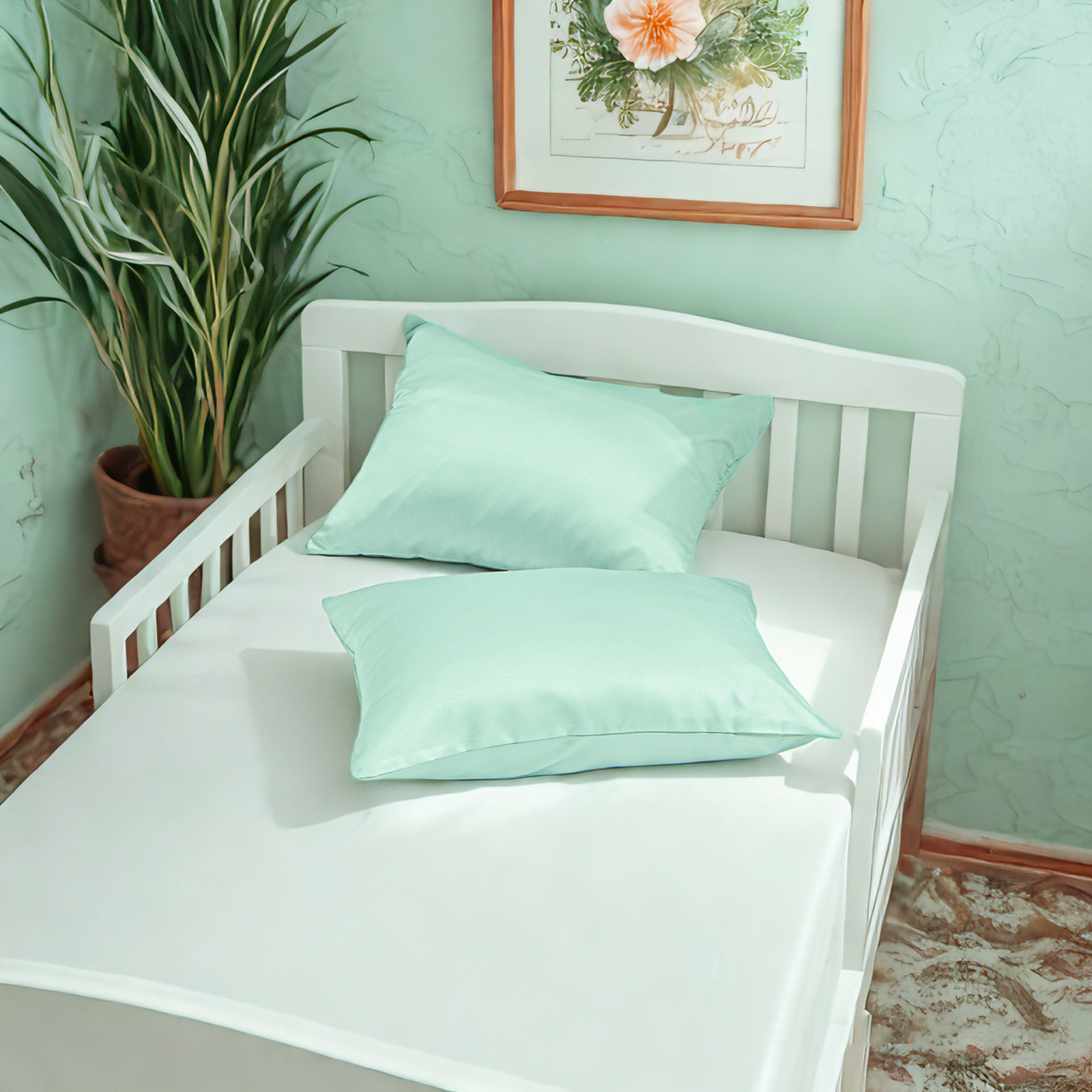 Two Luxury Silky Satin Toddler Pillowcases, Soft and Smooth Baby Pillocases with Hidden Zipper