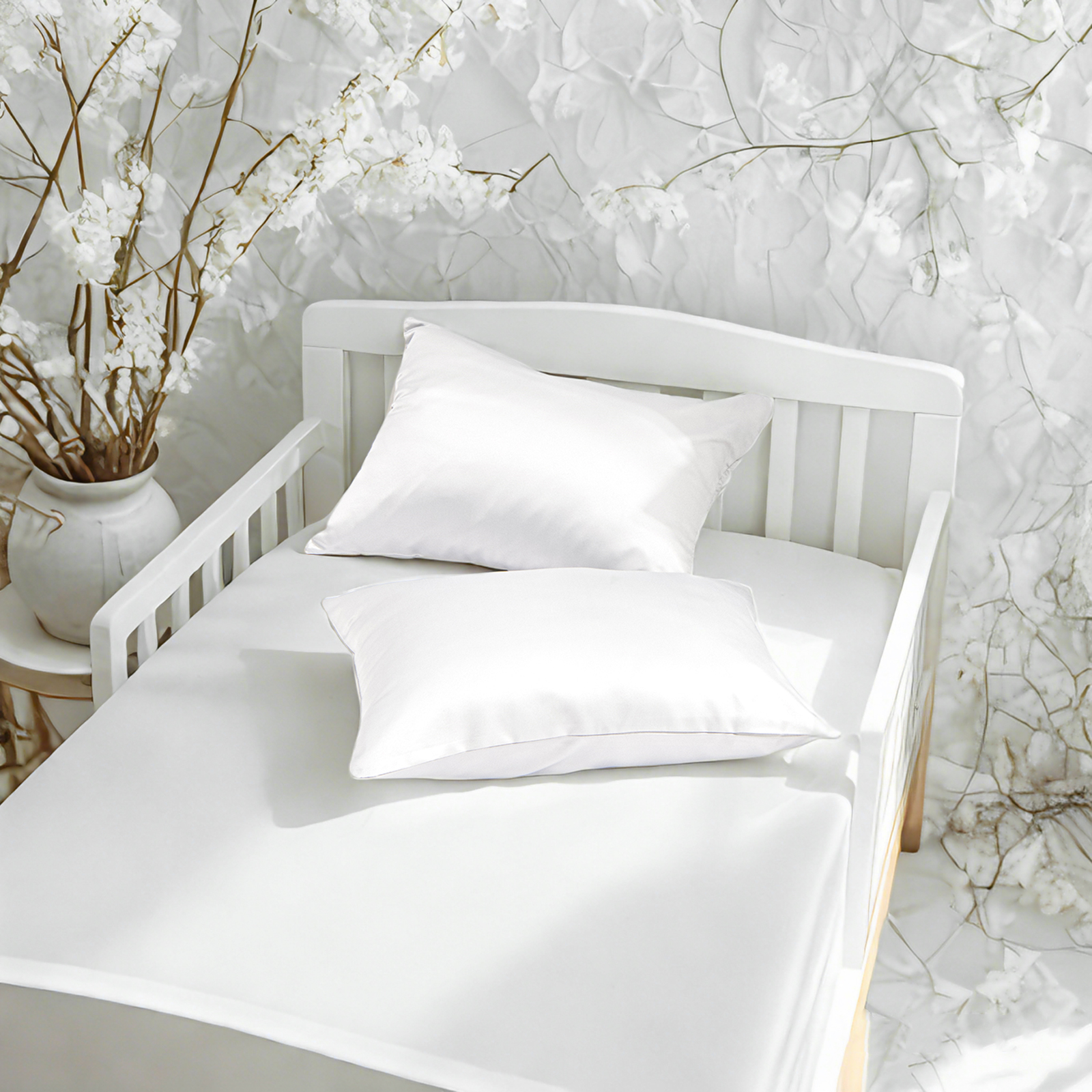 2个豪华如丝绸般色丁幼儿枕套，柔软平滑的婴儿枕套，带隐藏式拉链