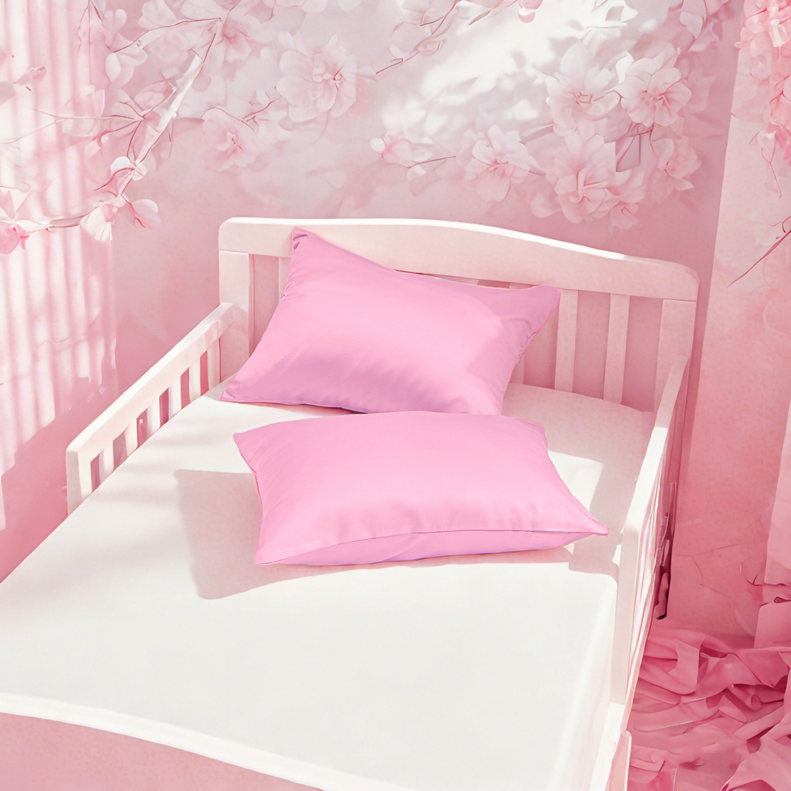 2个豪华如丝绸般色丁幼儿枕套，柔软平滑的婴儿枕套，带隐藏式拉链