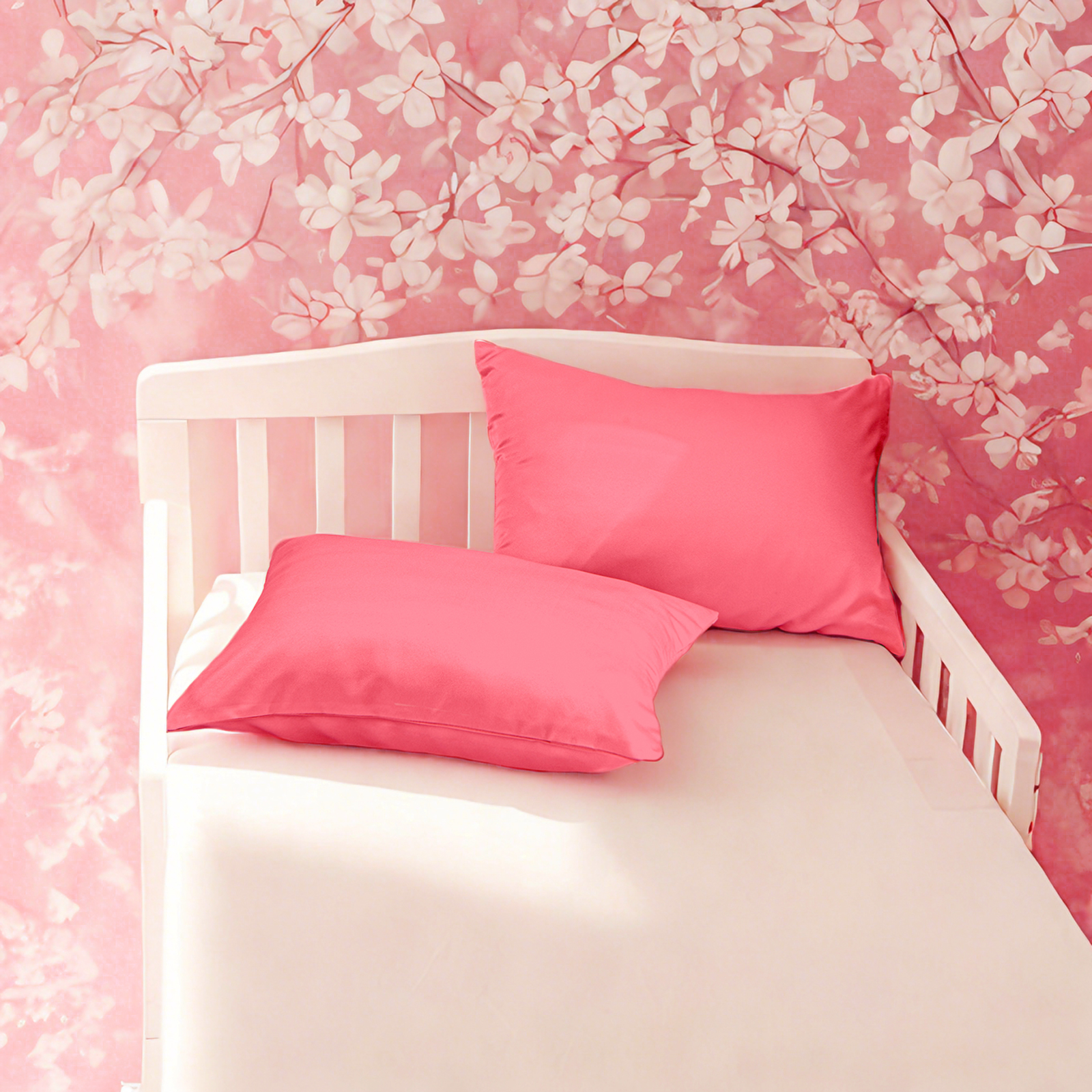 2个豪华如丝绸般色丁幼儿枕套，柔软平滑的婴儿枕套，带隐藏式拉链