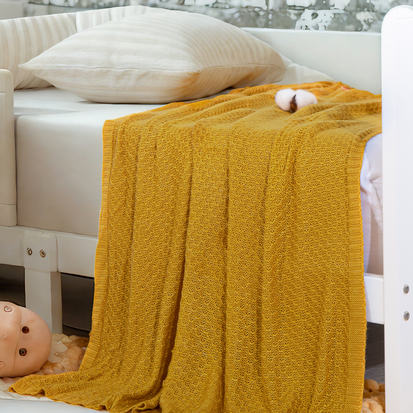 针织幼儿毯，竹纤维人造丝，柔软凉爽婴儿毯