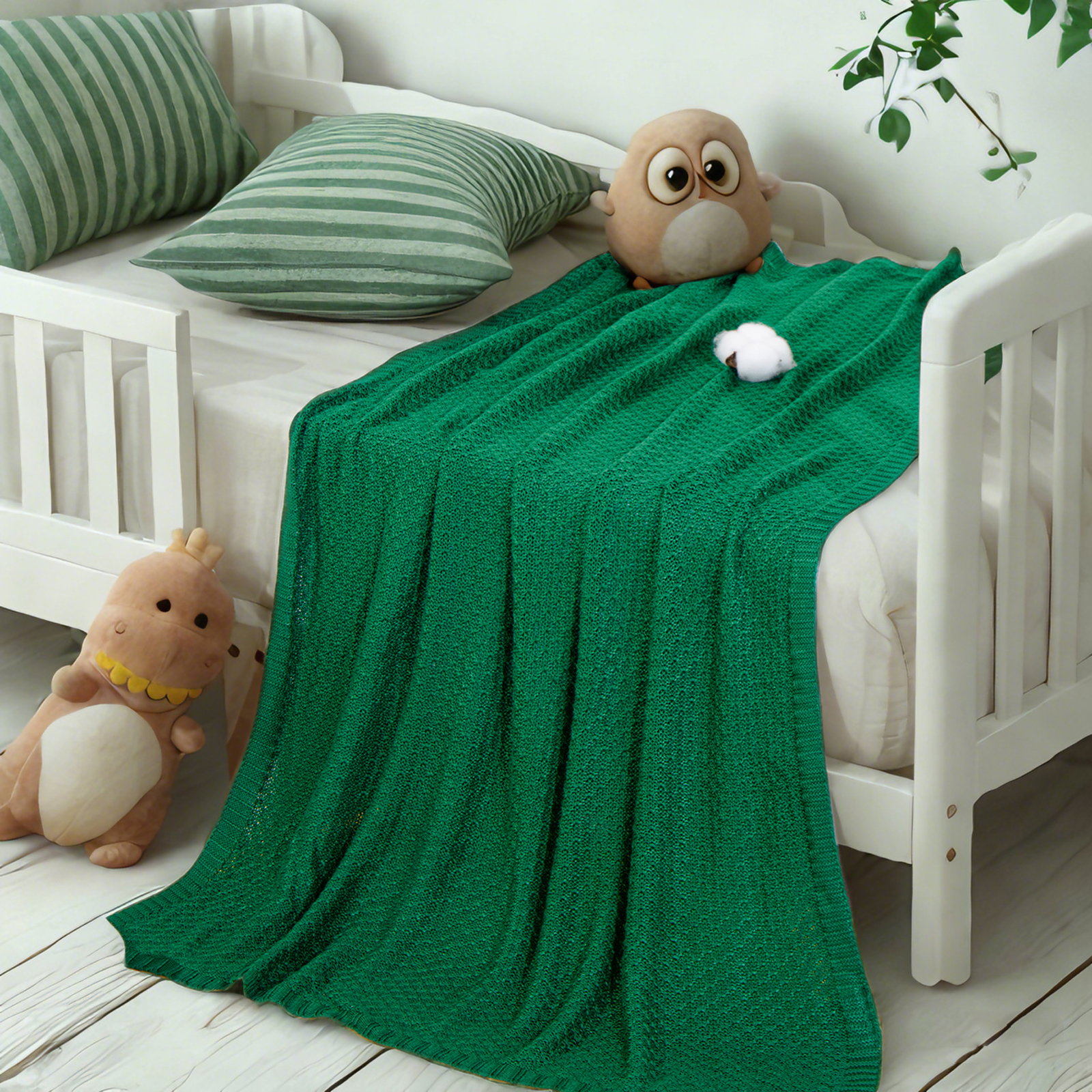 针织幼儿毯，竹纤维人造丝，柔软凉爽婴儿毯
