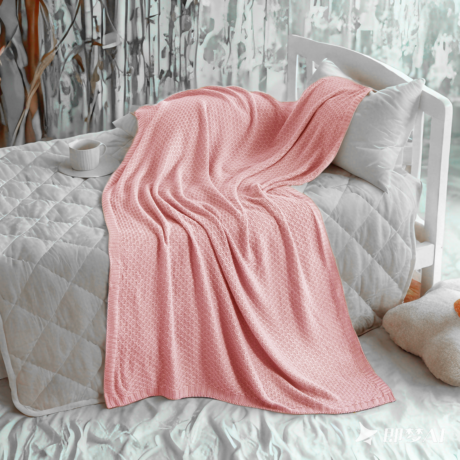 针织幼儿毯，竹纤维人造丝，柔软凉爽婴儿毯