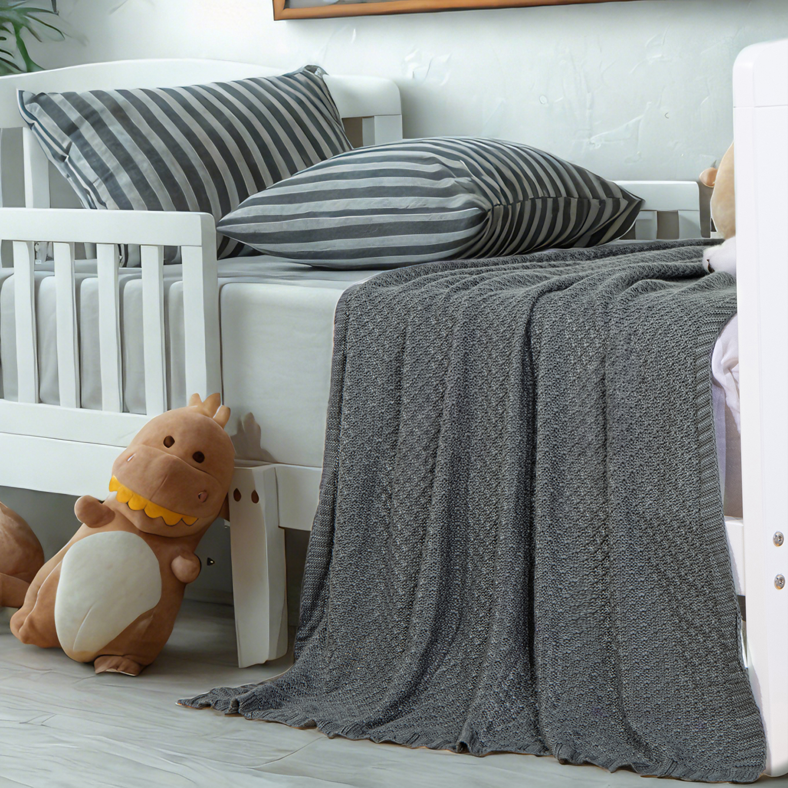 针织幼儿毯，竹纤维人造丝，柔软凉爽婴儿毯