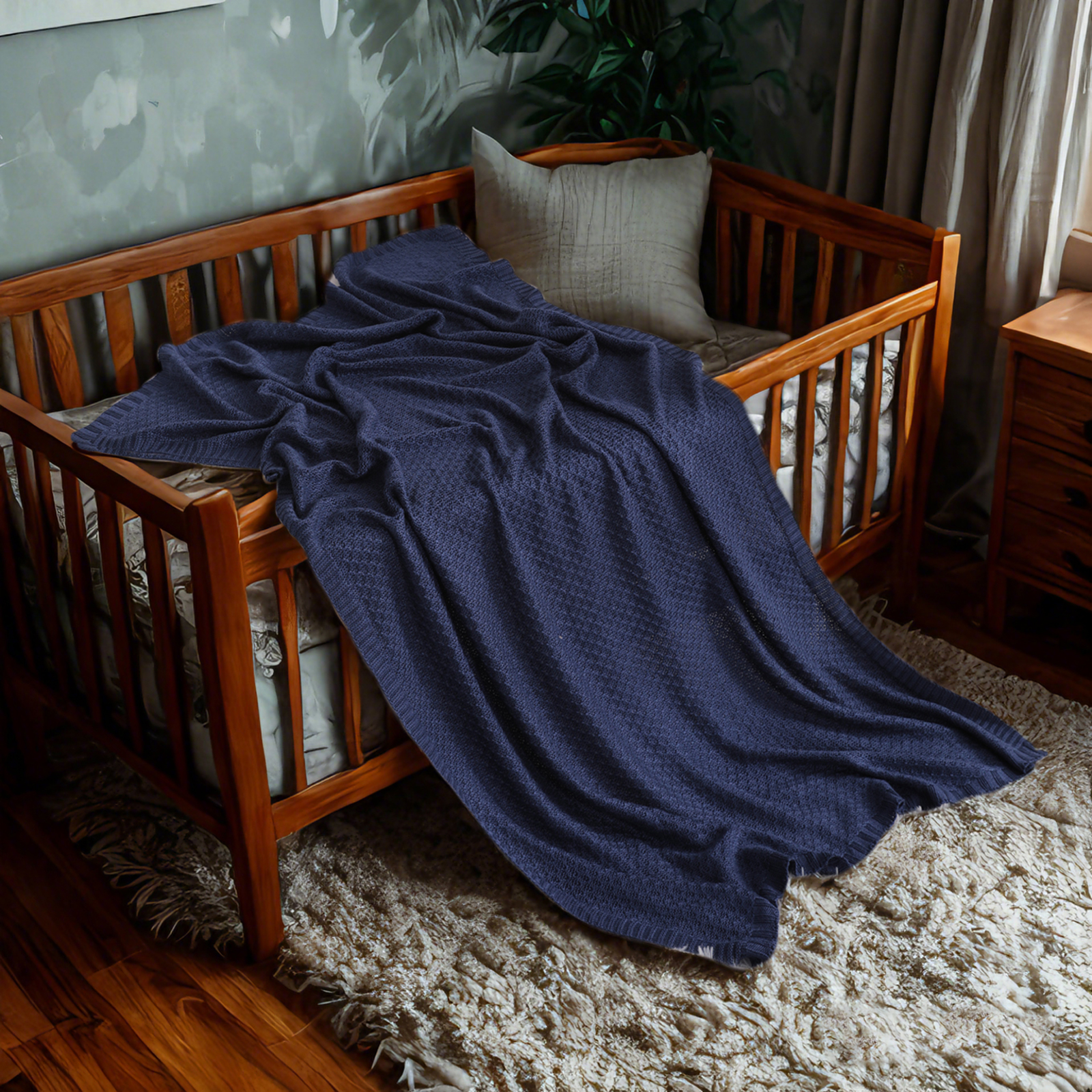 针织幼儿毯，竹纤维人造丝，柔软凉爽婴儿毯