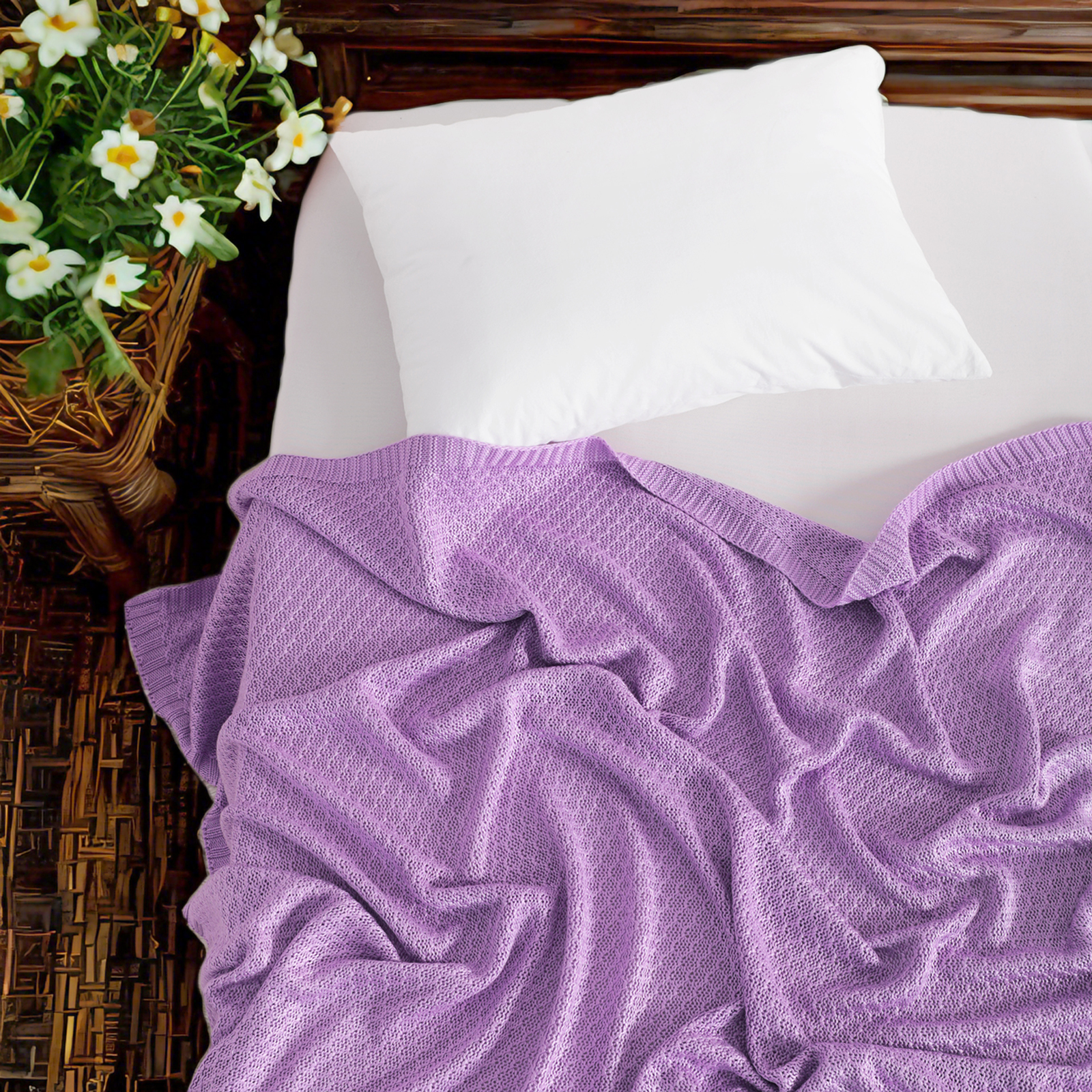 针织幼儿毯，竹纤维人造丝，柔软凉爽婴儿毯