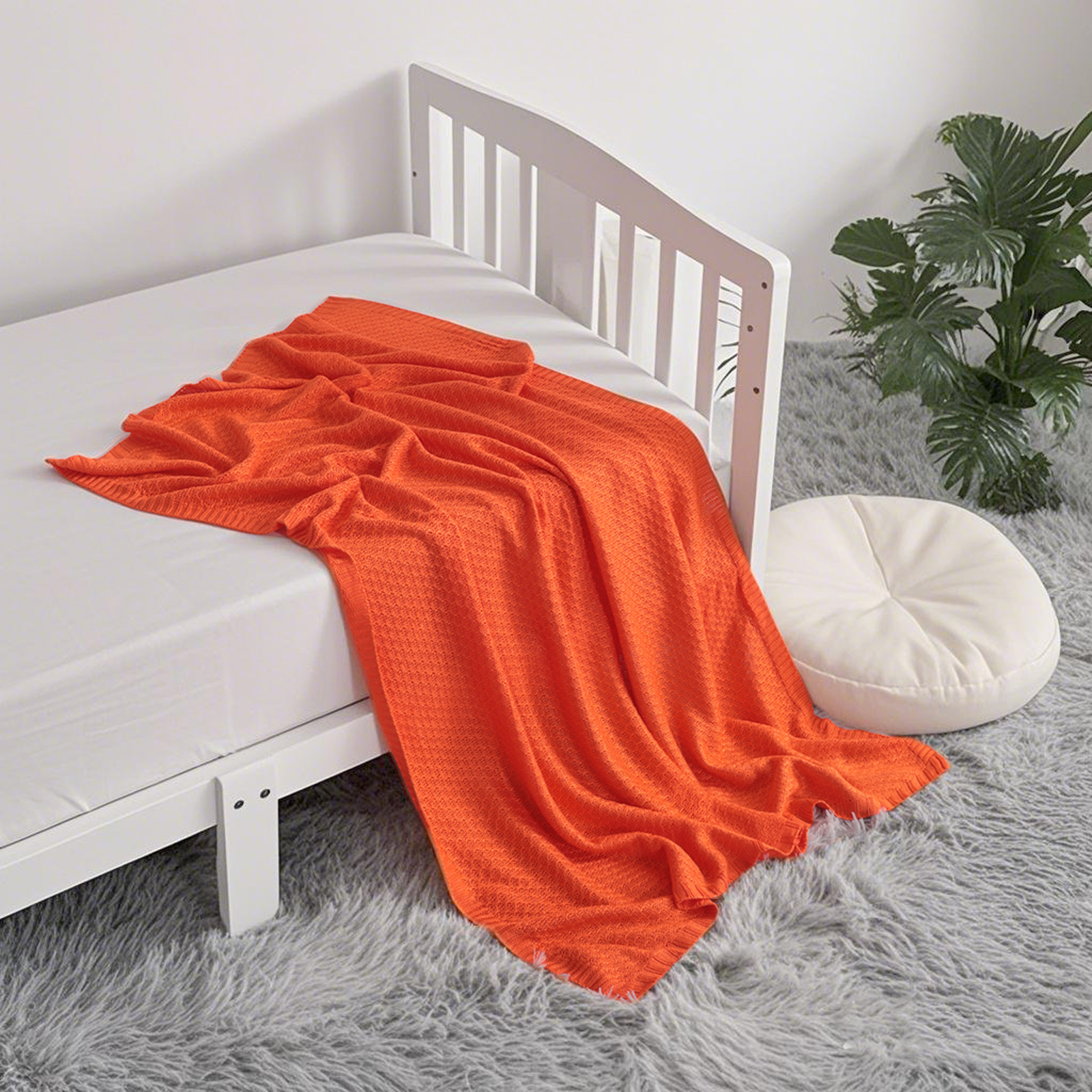 针织幼儿毯，竹纤维人造丝，柔软凉爽婴儿毯