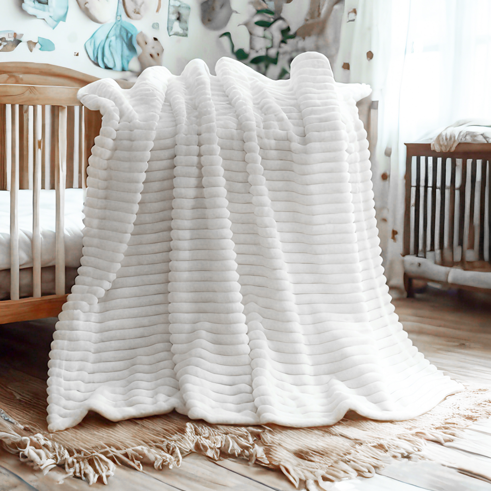 法兰绒幼儿毯，柔软、蓬松、保暖、轻便的设计婴儿毯